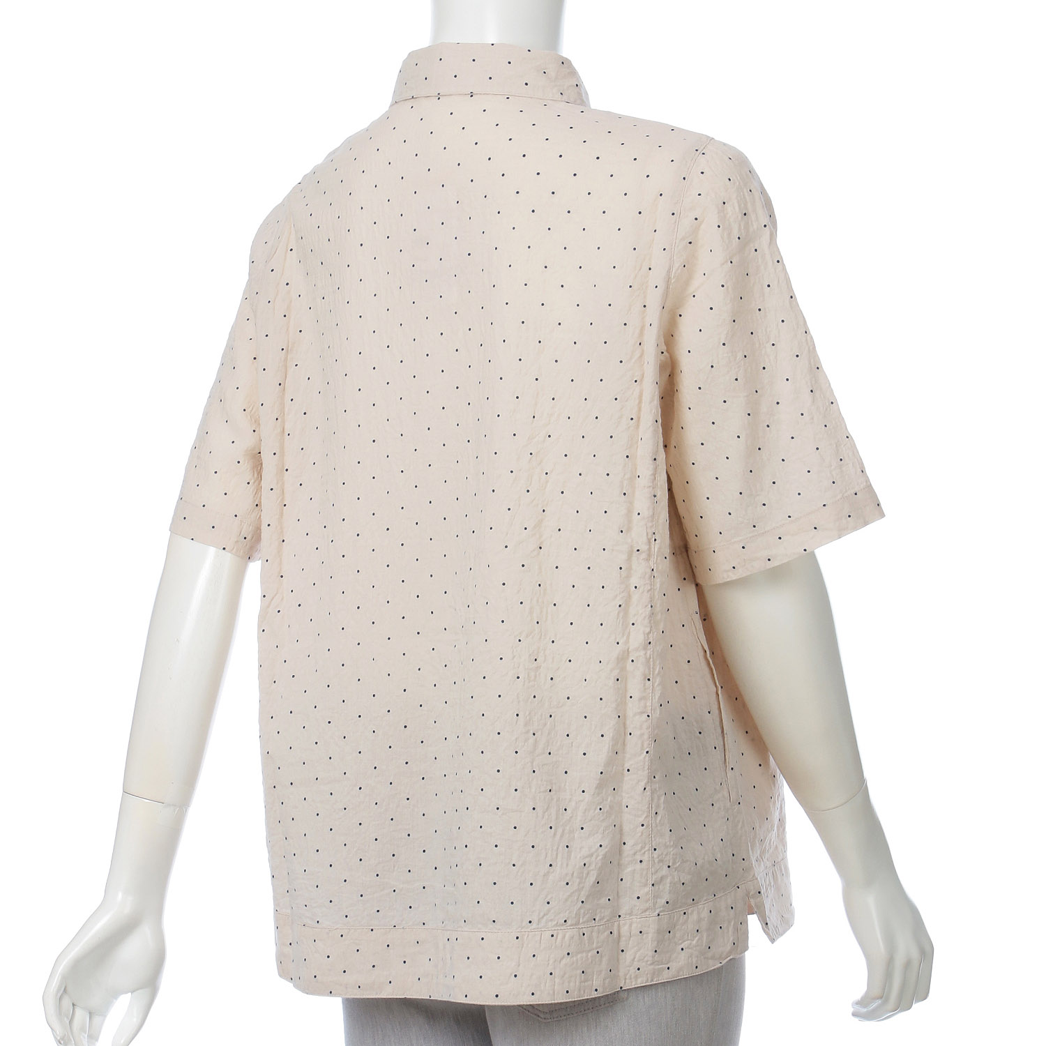 インディゴ ミニドットプリント五分袖ブラウス - 画像5