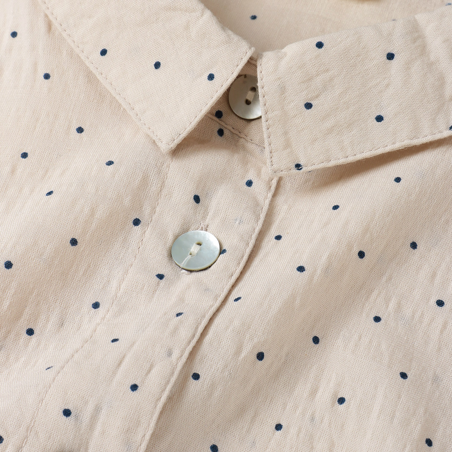 インディゴ ミニドットプリント五分袖ブラウス - 画像6