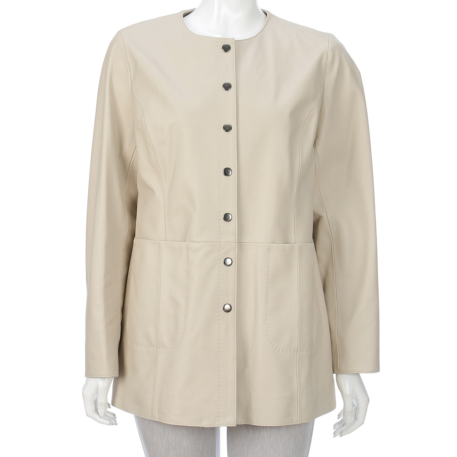 ラムレザーノーカラージャケット - 画像1