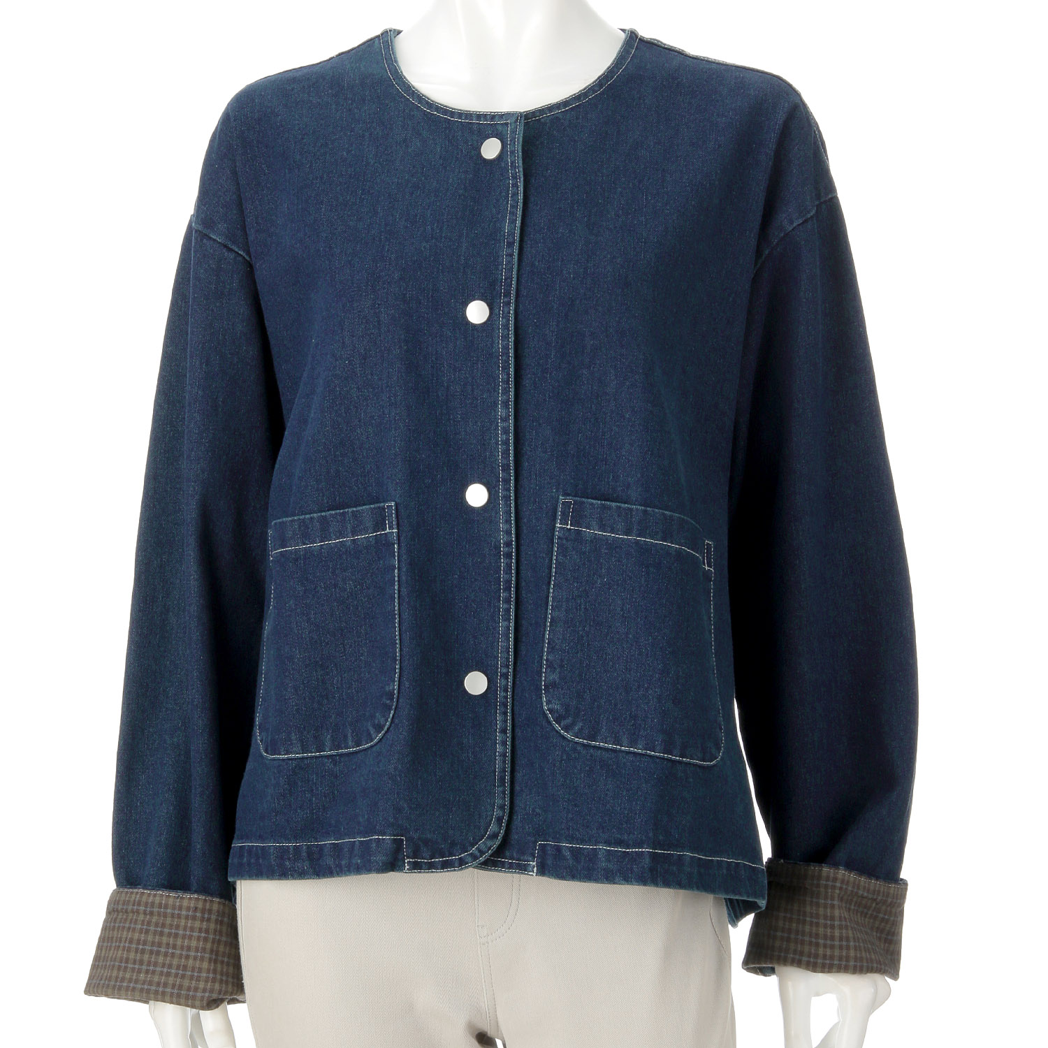 【Makito】ノーカラーデニムジャケット - 画像4