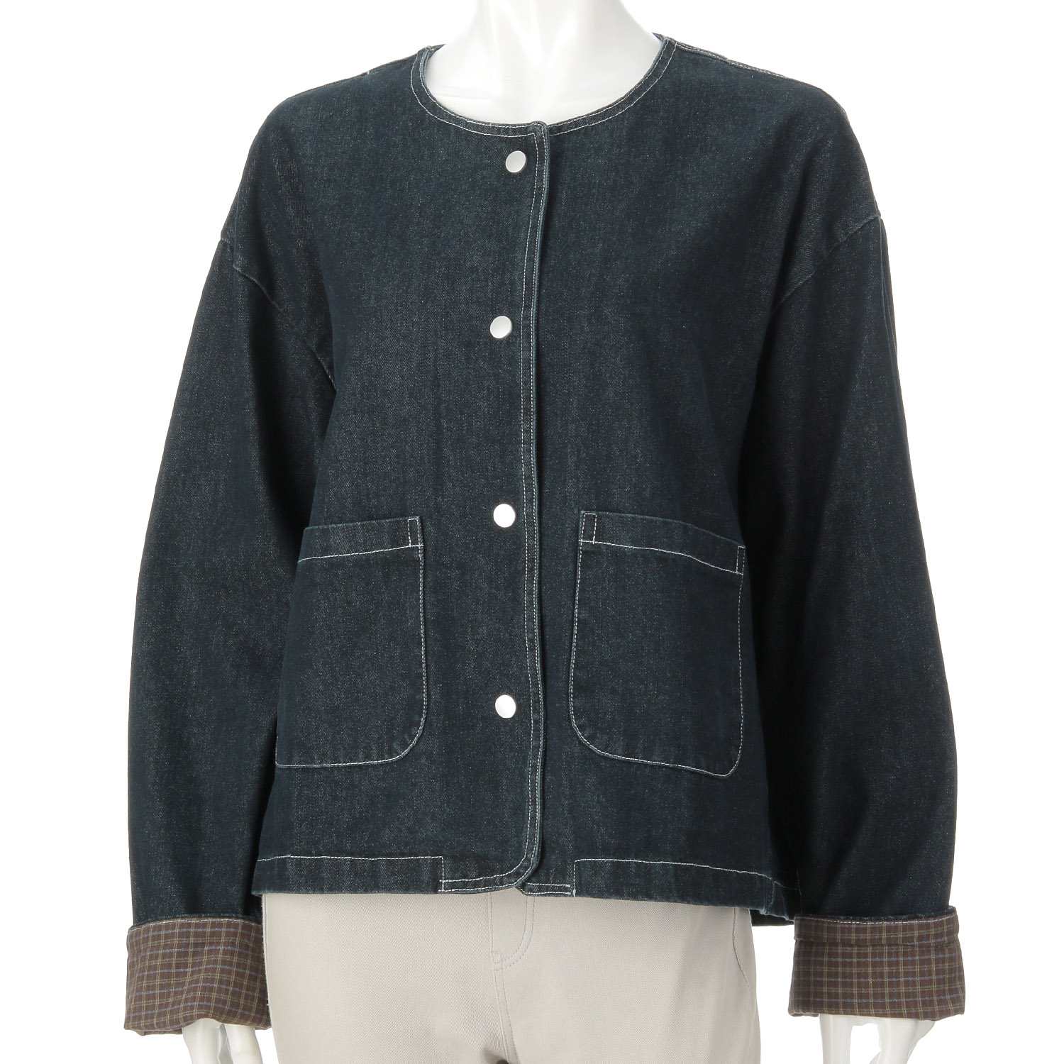 【Makito】ノーカラーデニムジャケット - 画像8