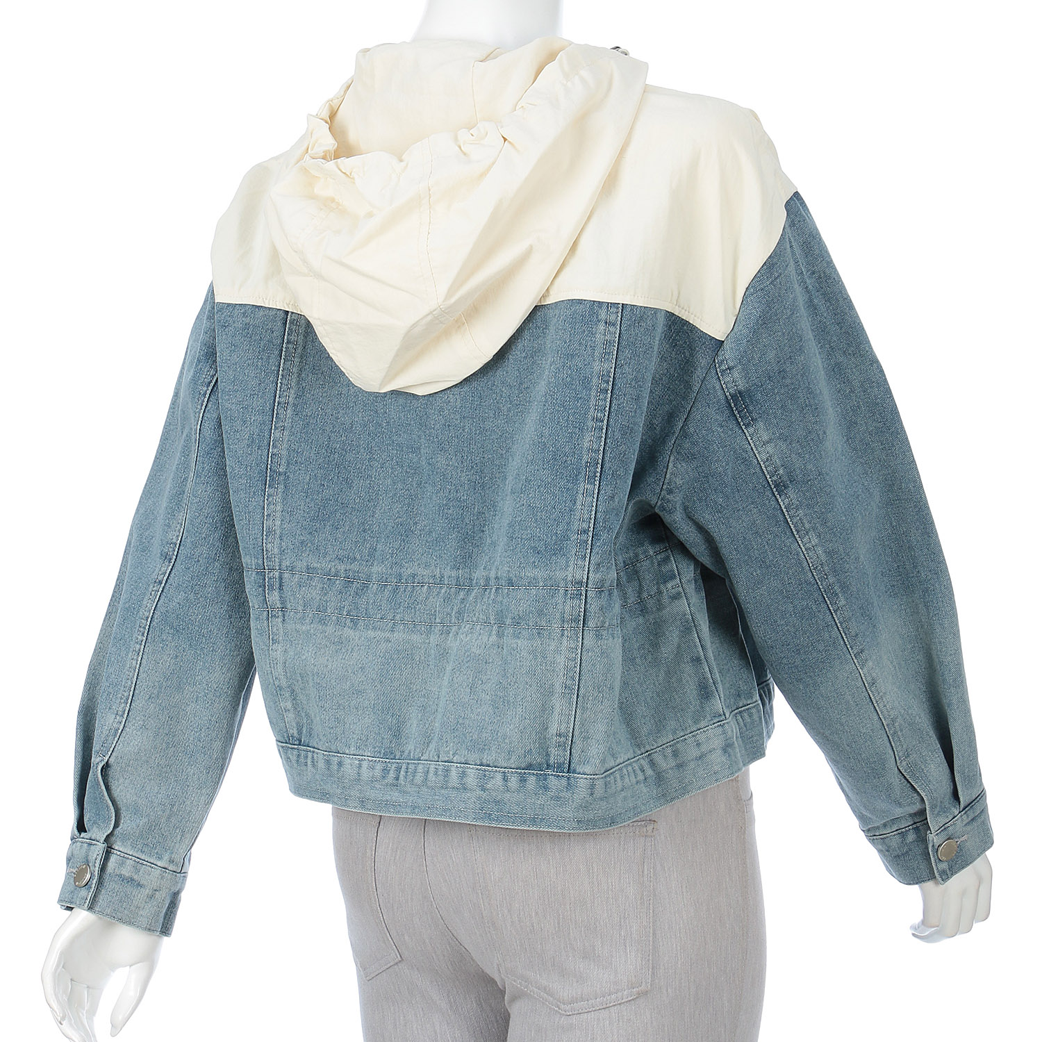 異素材切替デニムブルゾン - 画像4