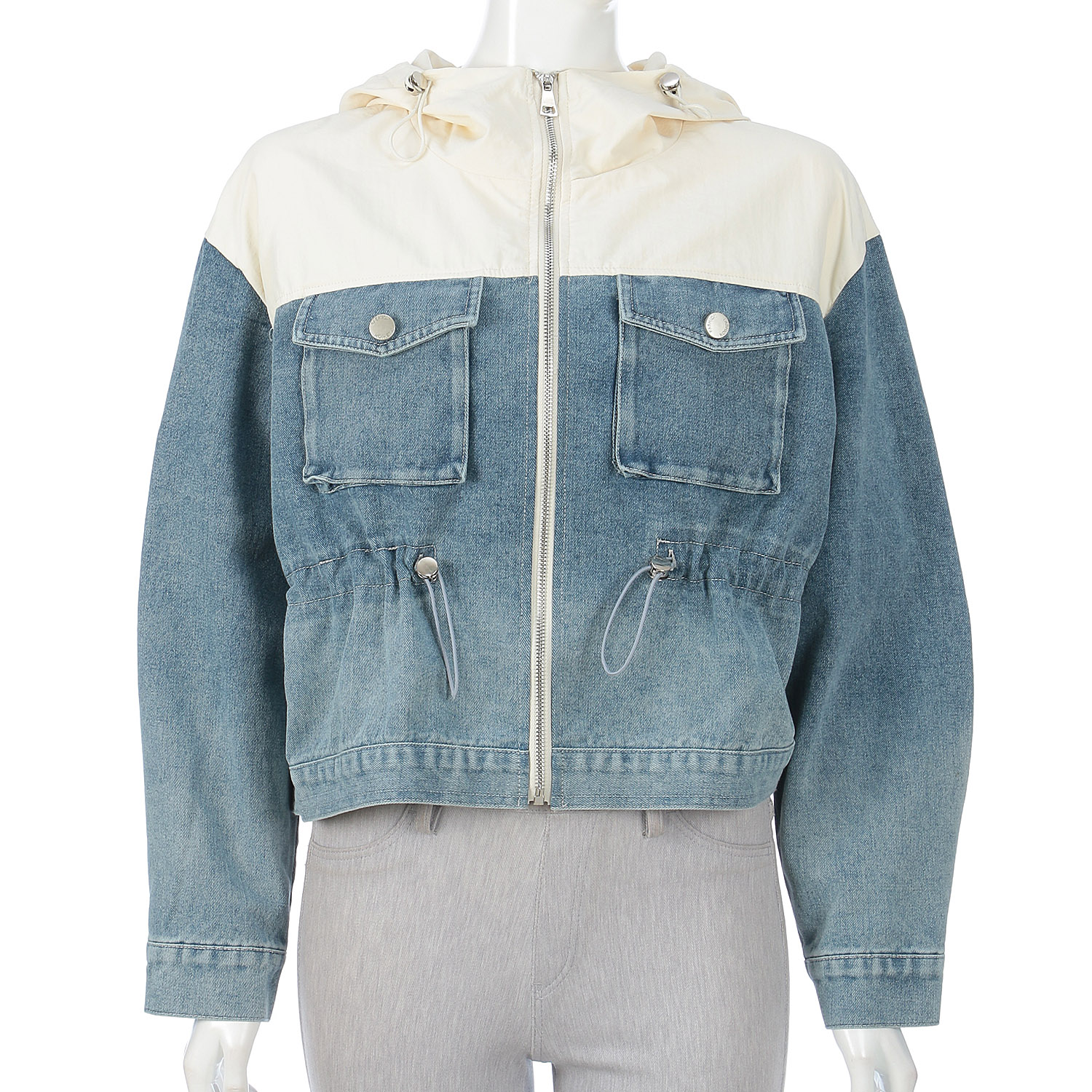 異素材切替デニムブルゾン