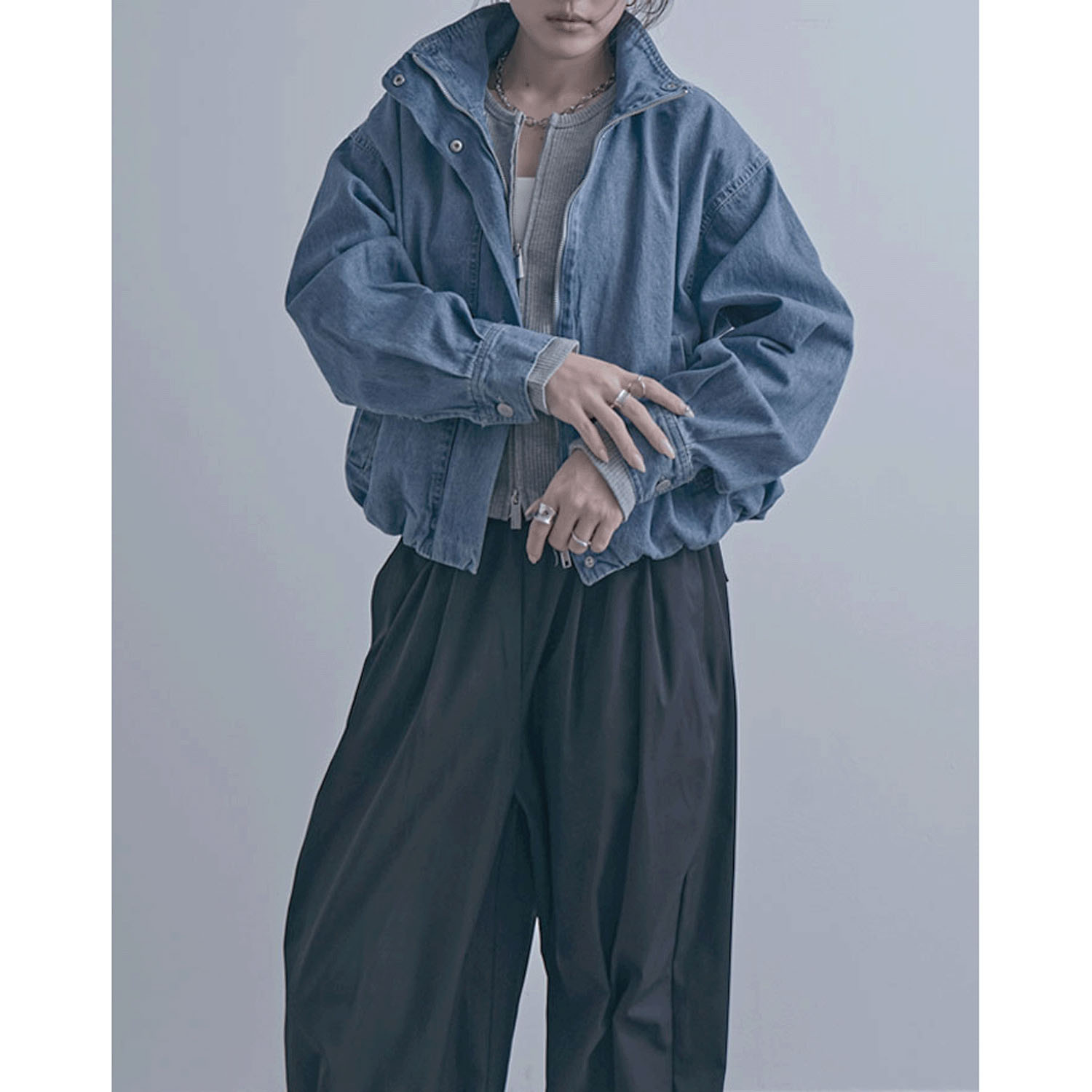 デニムスタンドブルゾン - 画像2