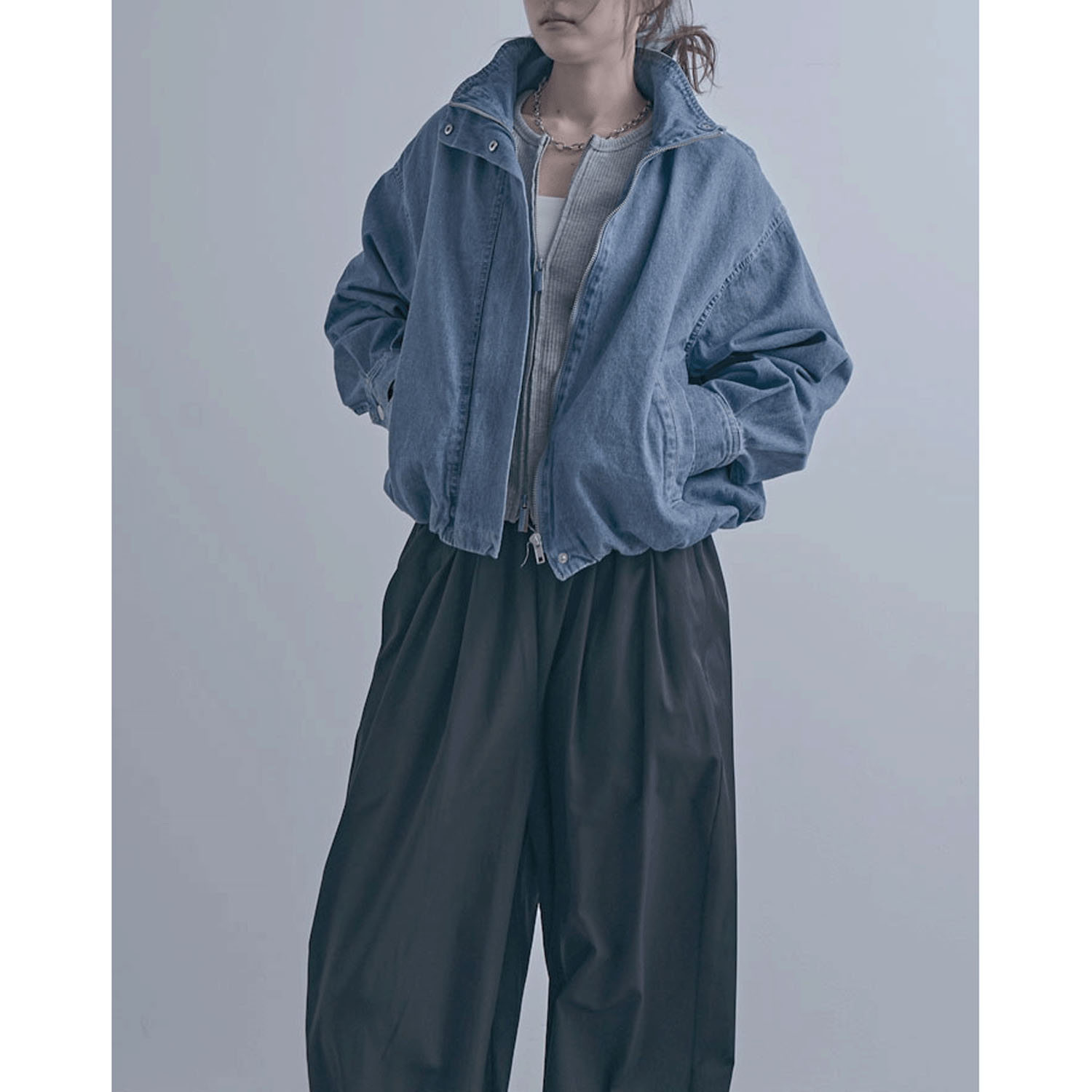 デニムスタンドブルゾン - 画像1