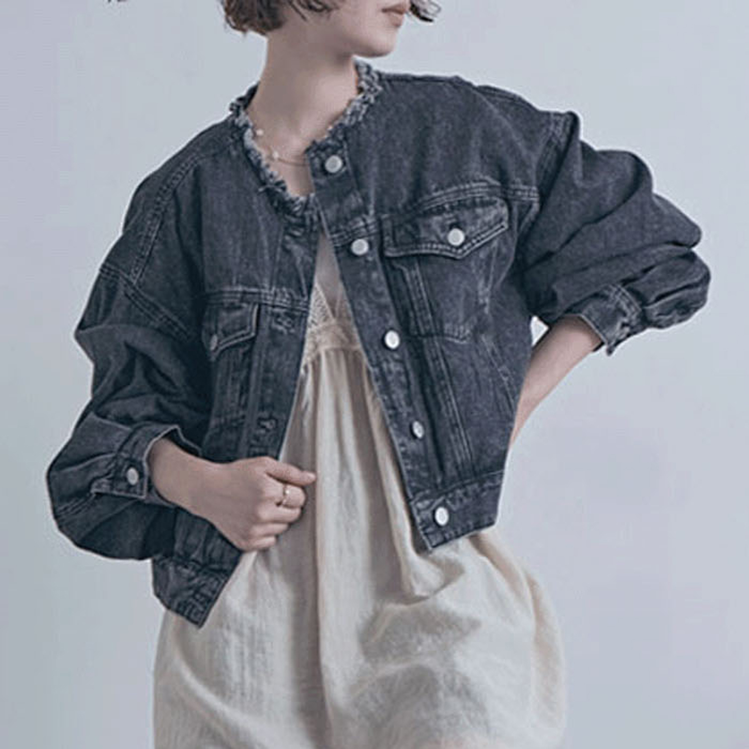 ノーカラーフリンジデニム - 画像8