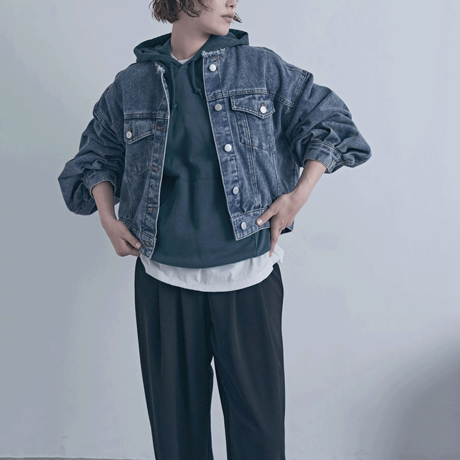 ノーカラーフリンジデニム - 画像1