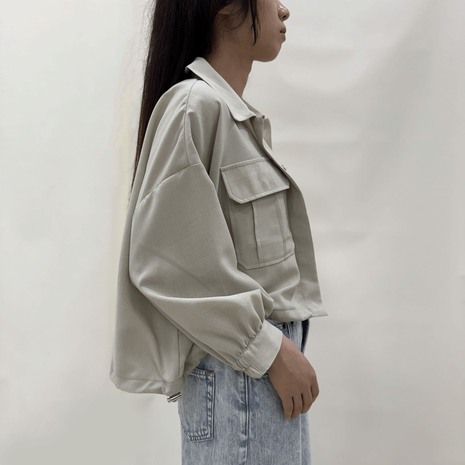 麻調ナチュラルワッシャーシャツブルゾン - 画像3