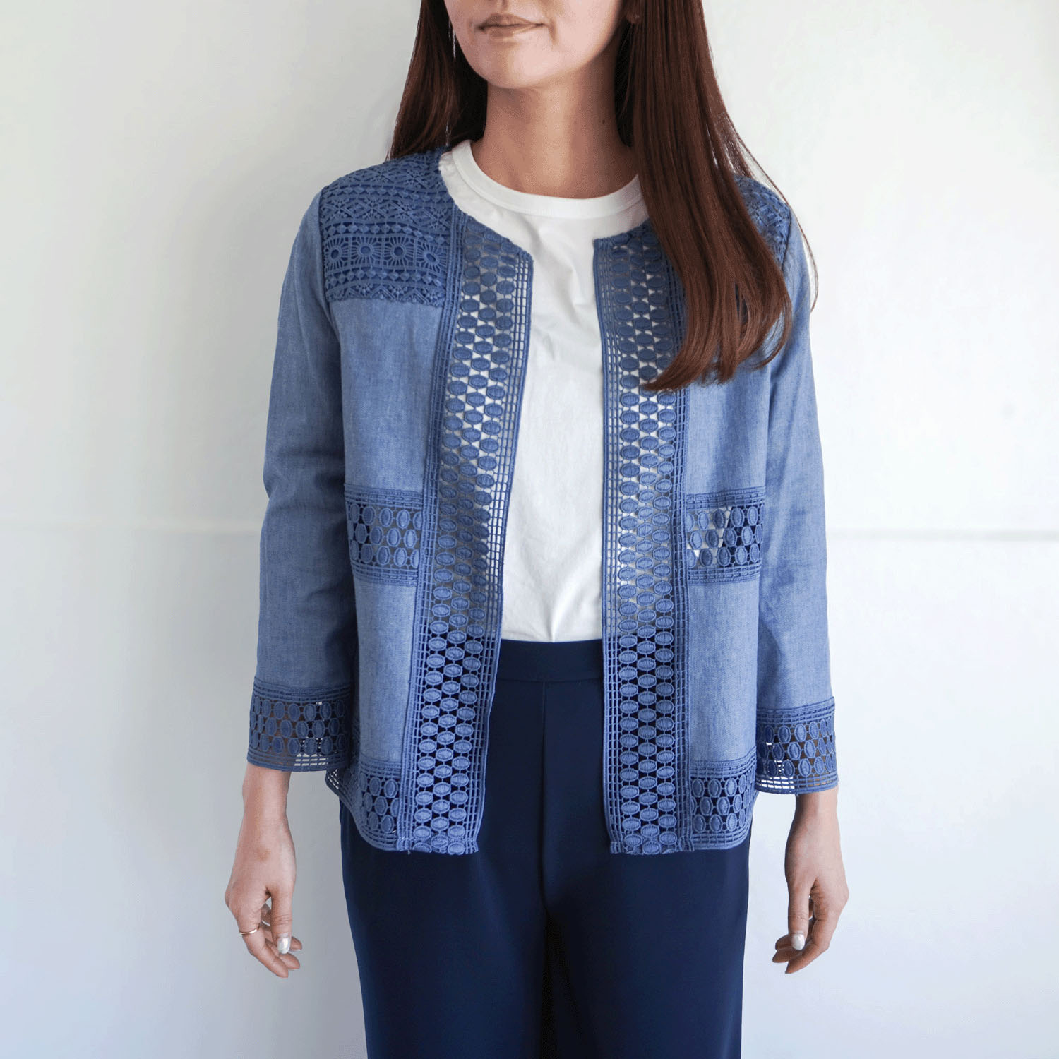 デニム調綿麻PUジャケット - 画像2