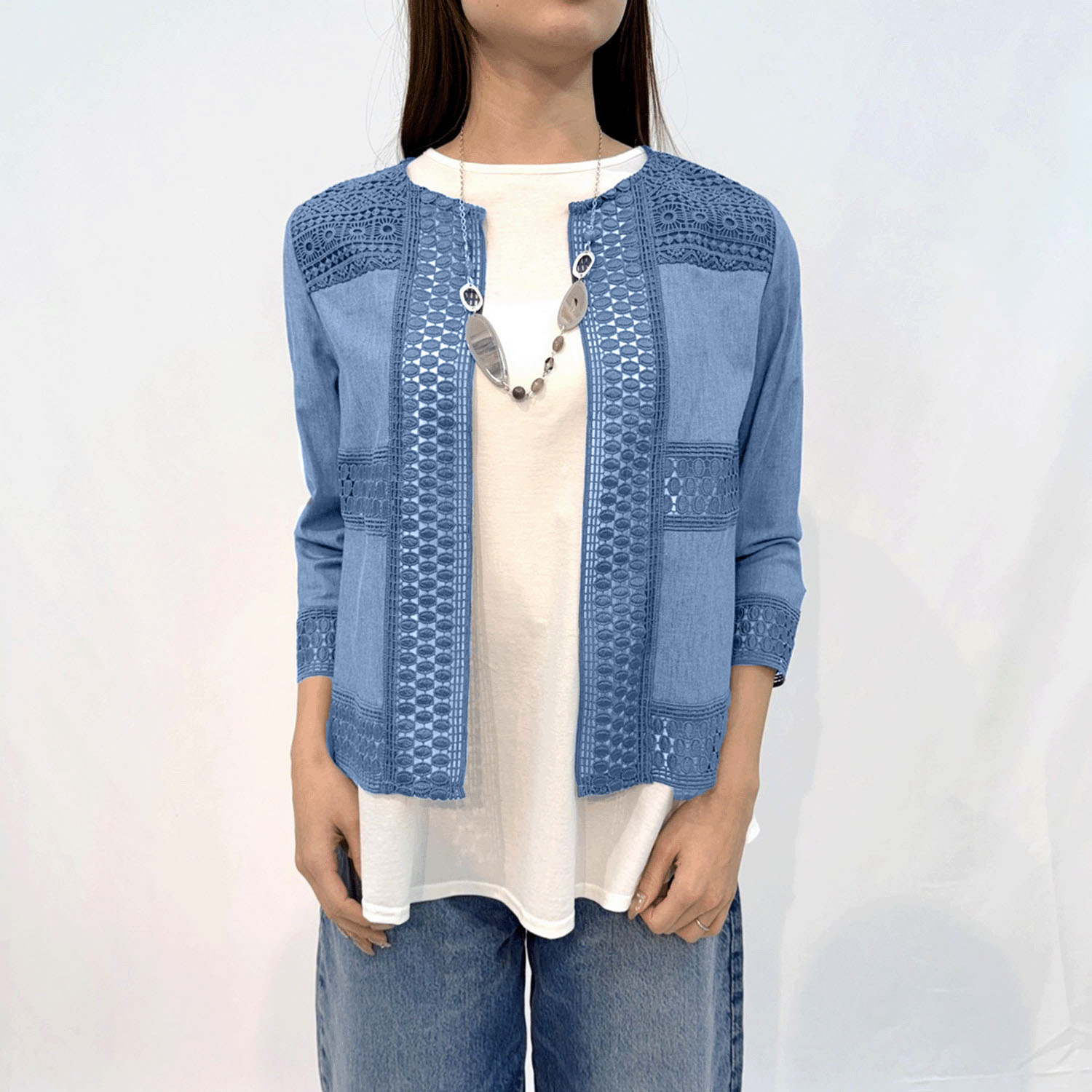 デニム調綿麻PUジャケット - 画像15