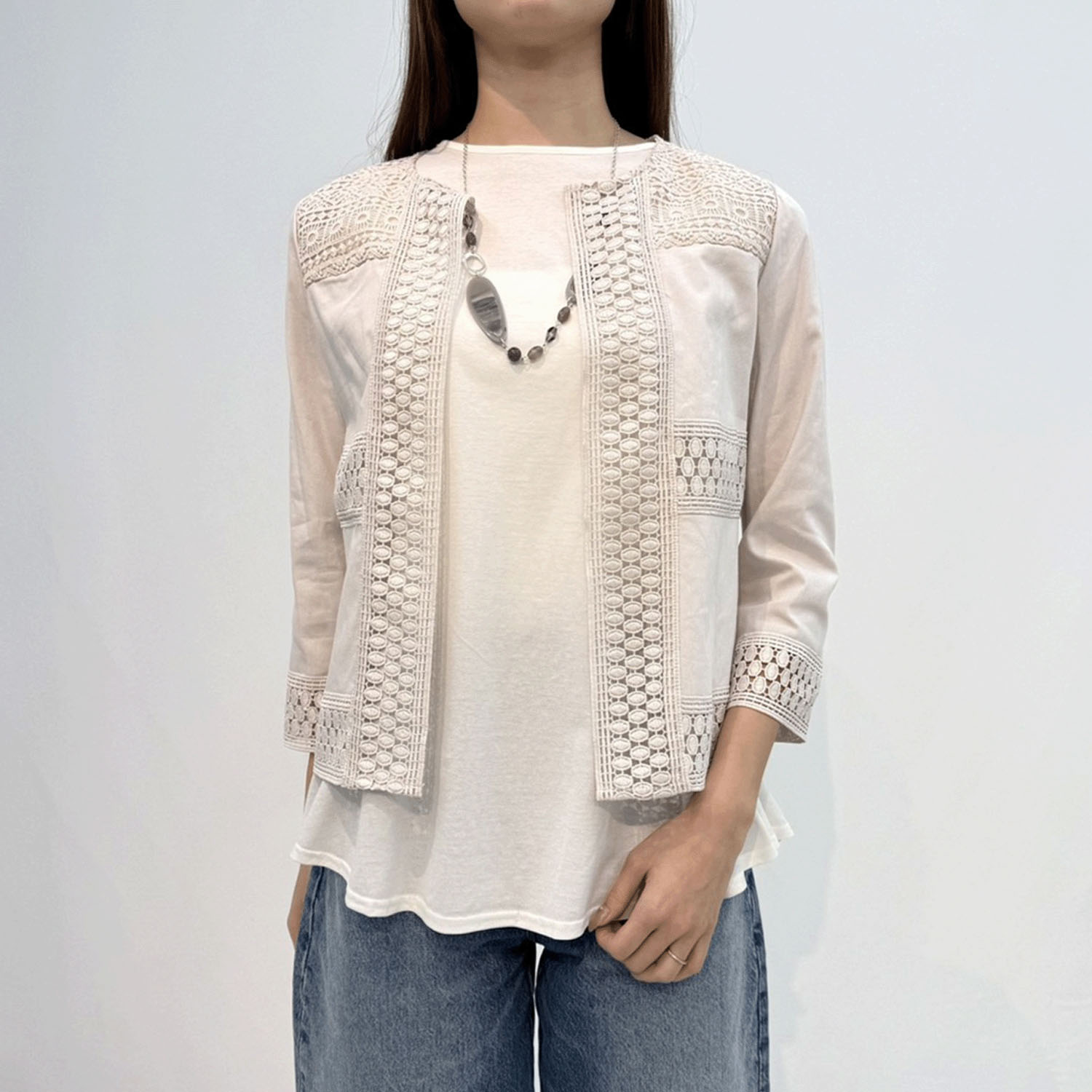 デニム調綿麻PUジャケット - 画像7