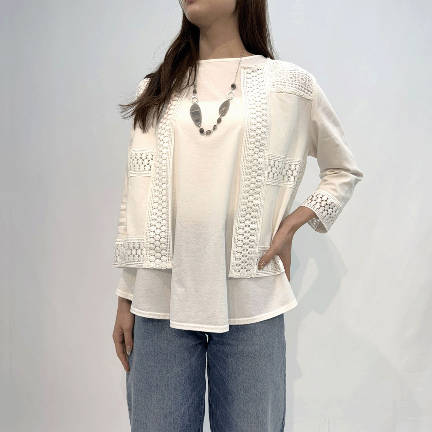 デニム調綿麻PUジャケット - 画像10