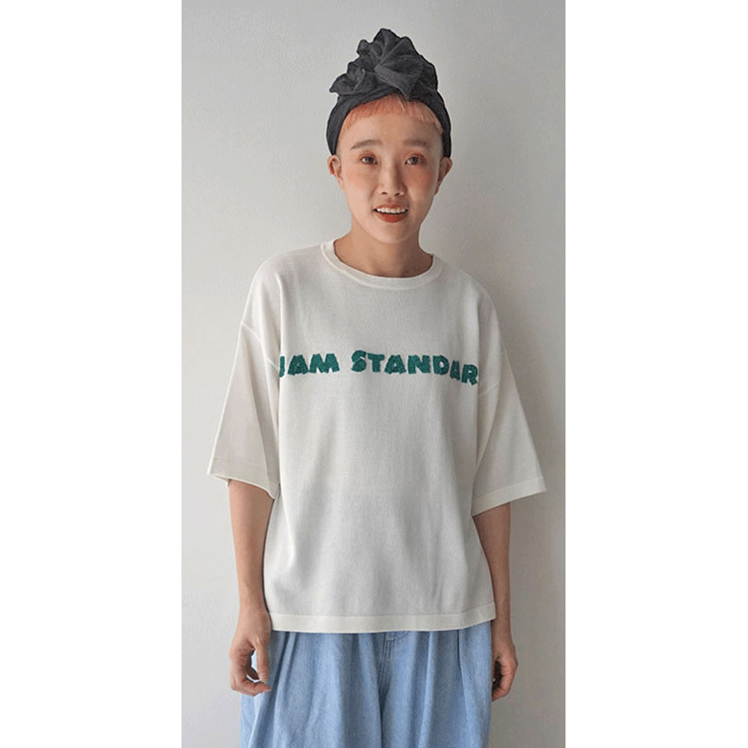 【Insta Live】mao made ロゴ刺繍5分袖ニットTEE - 画像4