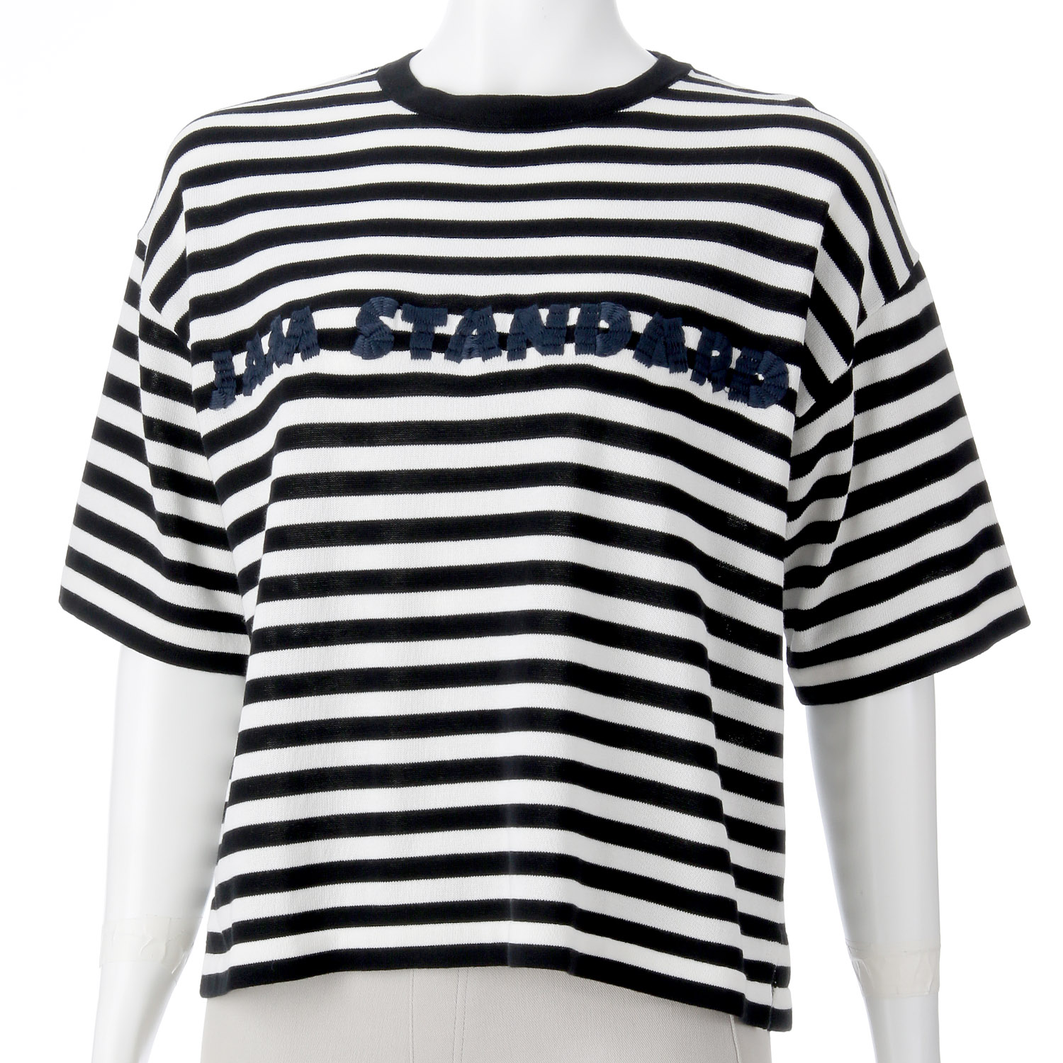 mao made ロゴ刺繍5分袖ニットTEE - 画像9