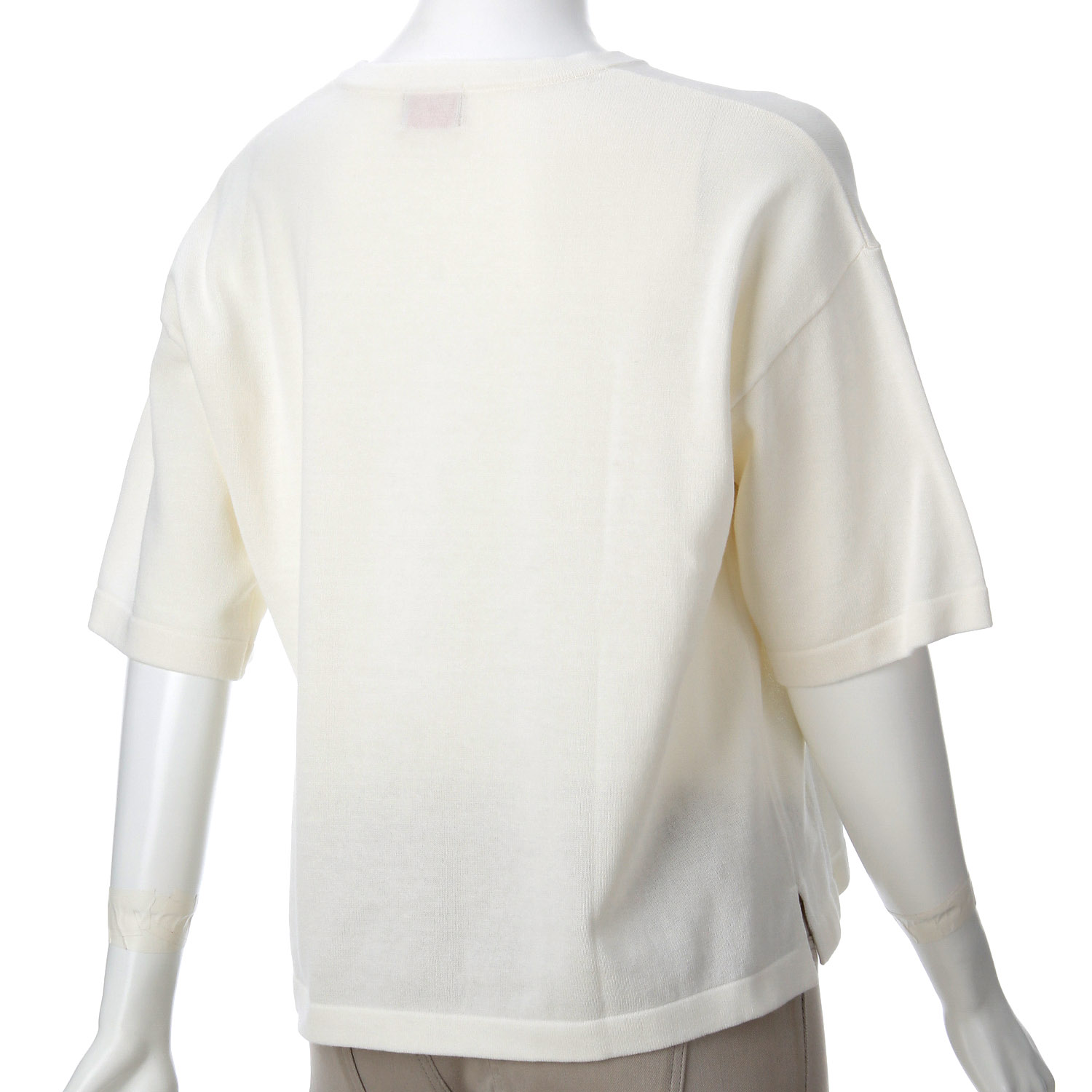 mao made ロゴチェーン刺繍5分袖ニットTEE - 画像6