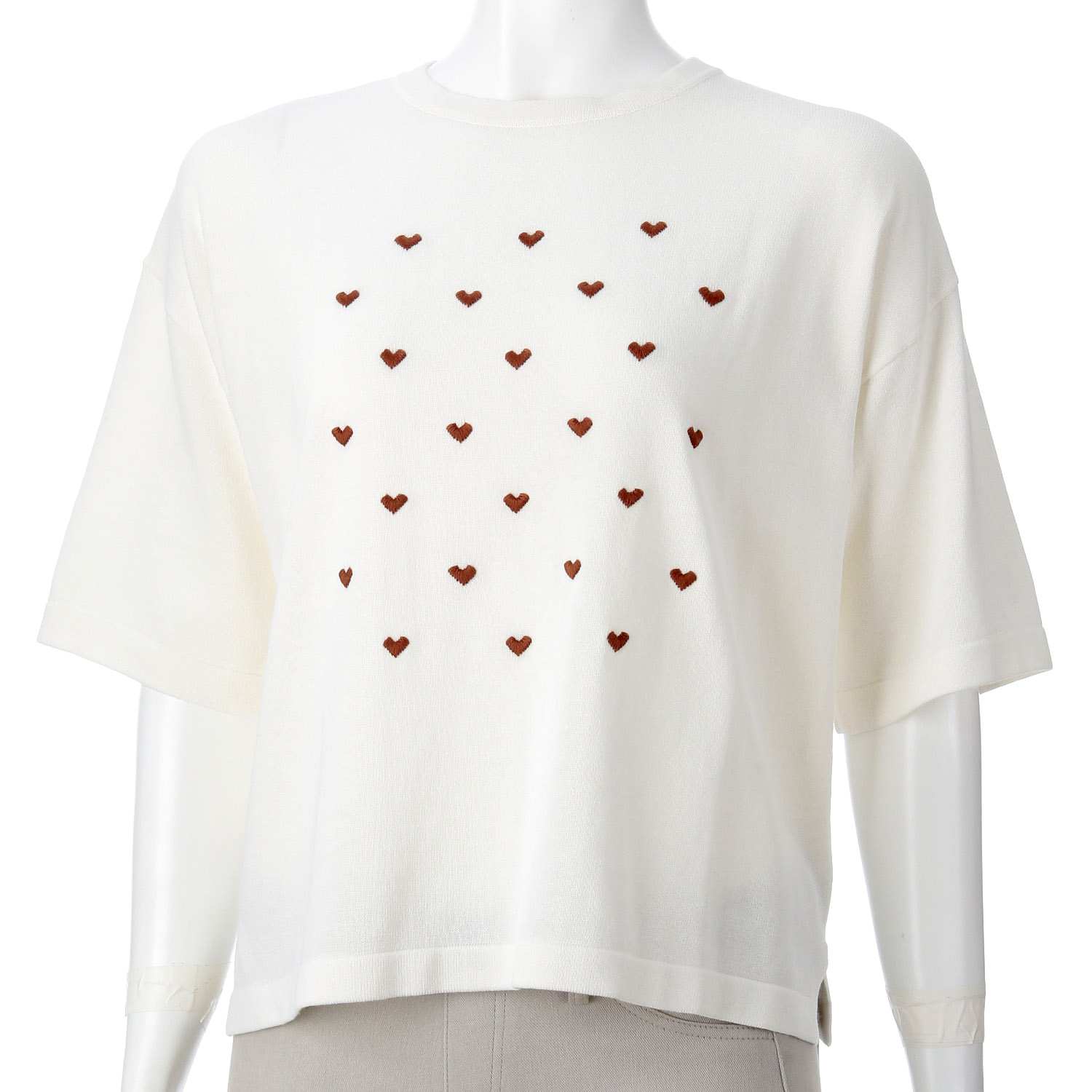 【Insta Live】mao made ハート刺繍5分袖ニットTEE - 画像5