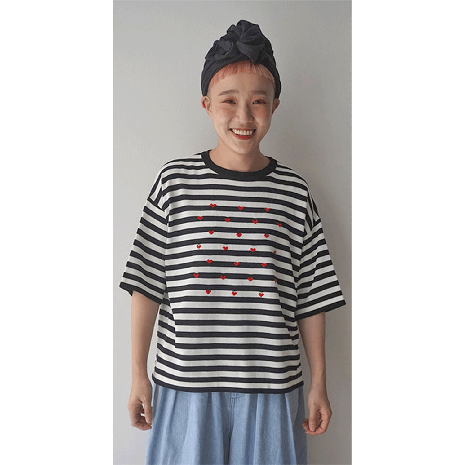 【Insta Live】mao made ハート刺繍5分袖ニットTEE - 画像6