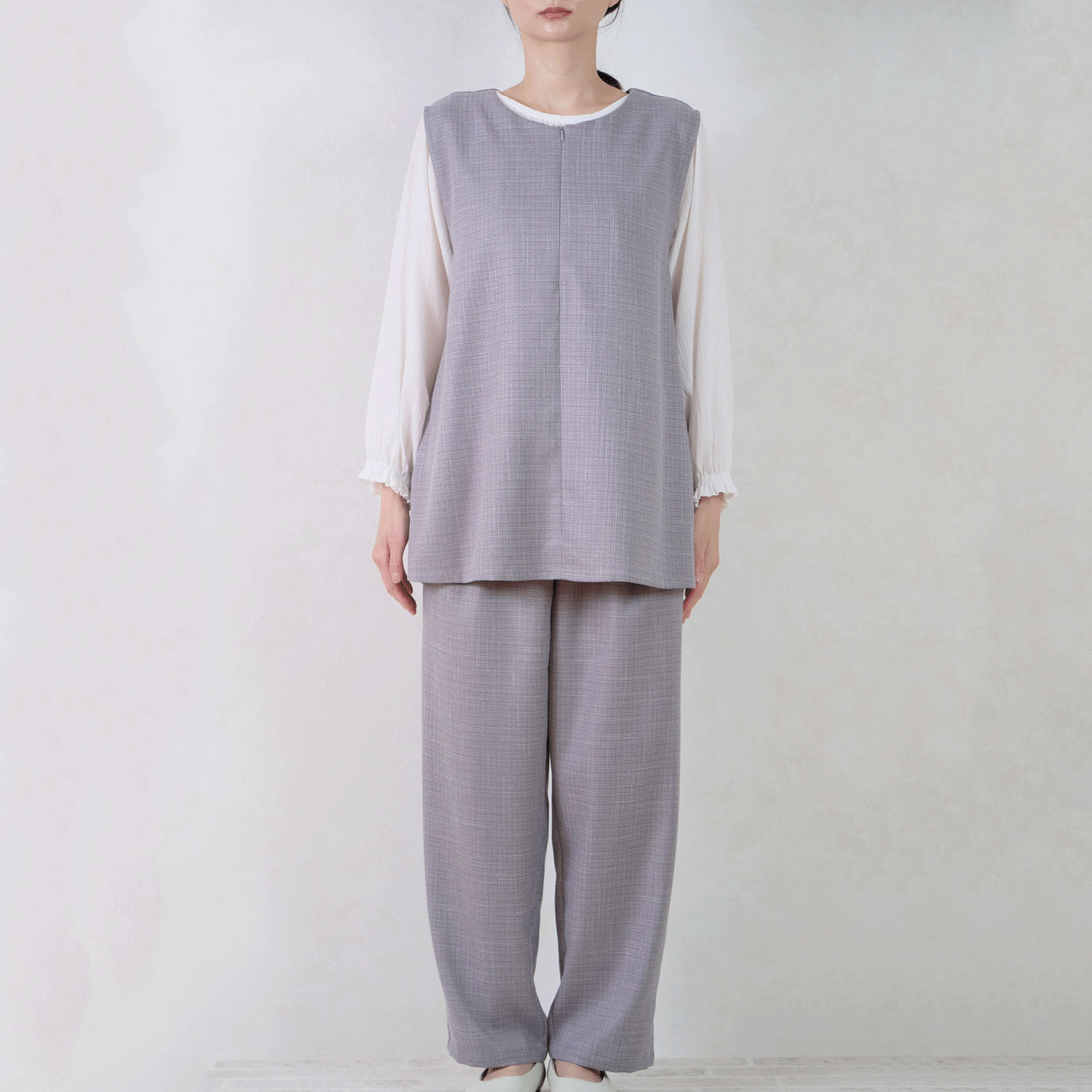 【Insta Live】le ciel ツイード調無地セットアップ（ジレ・パンツ）