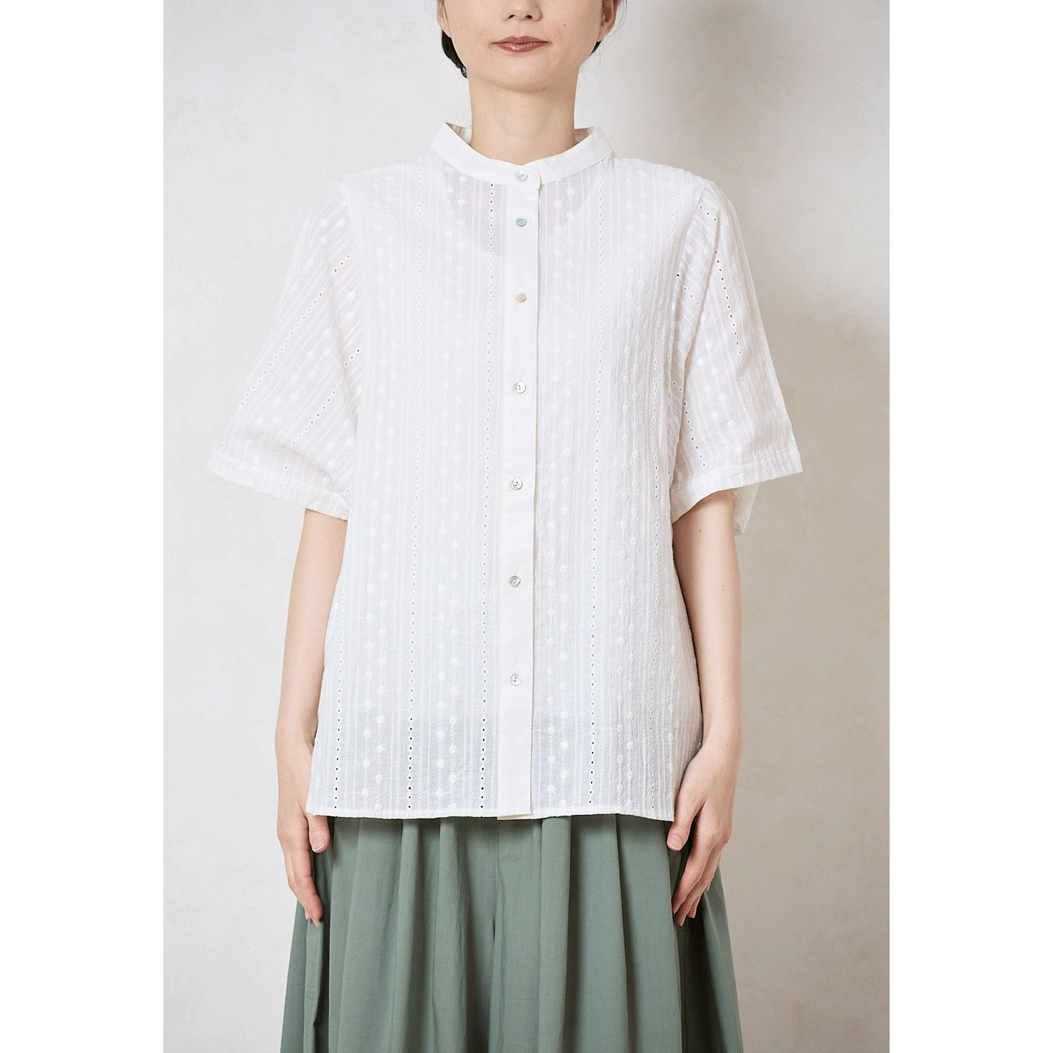 le ciel de demain コットンストライプレースチュニック - 画像1