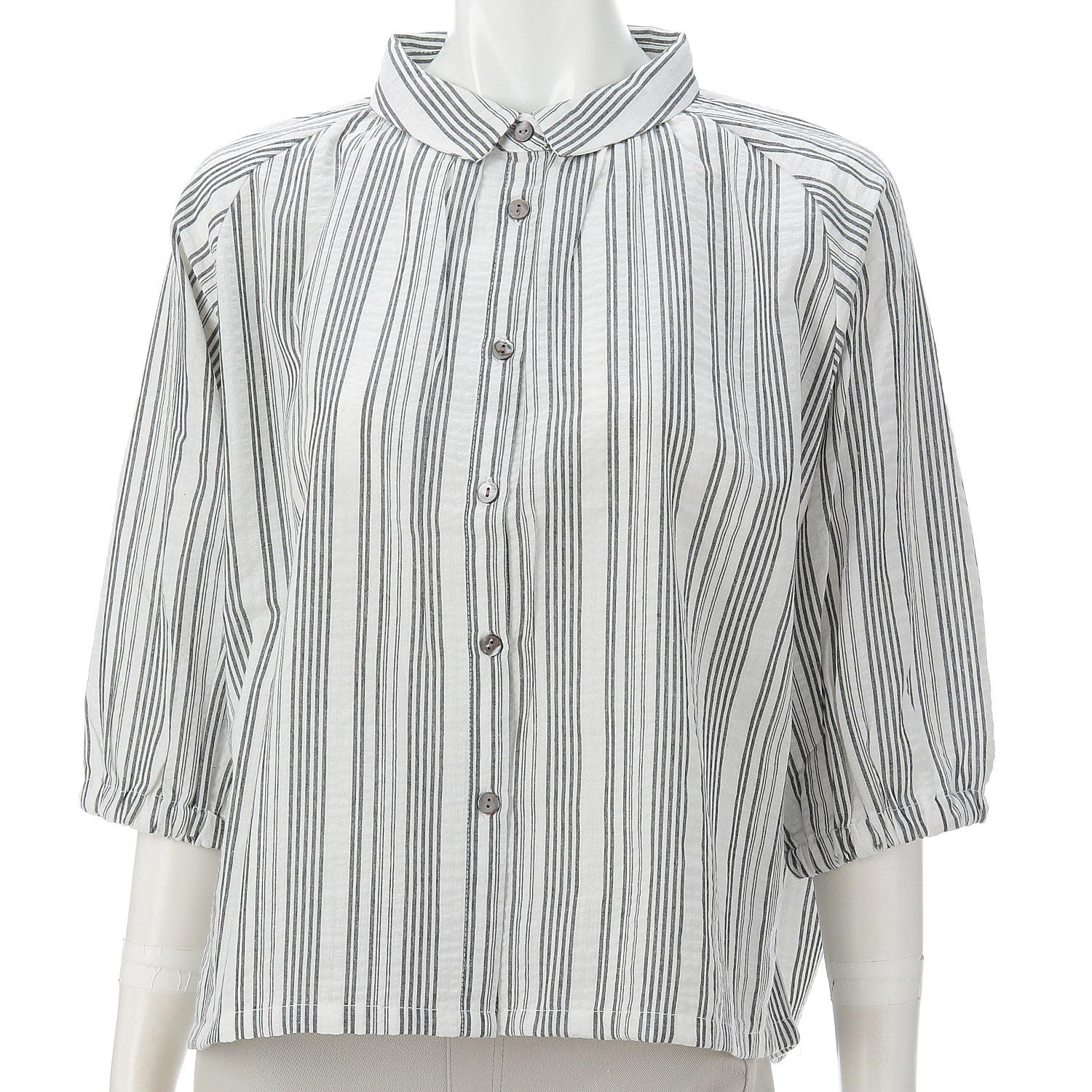 le ciel de demain 綿混ランダムサッカーストライプブラウス - 画像12