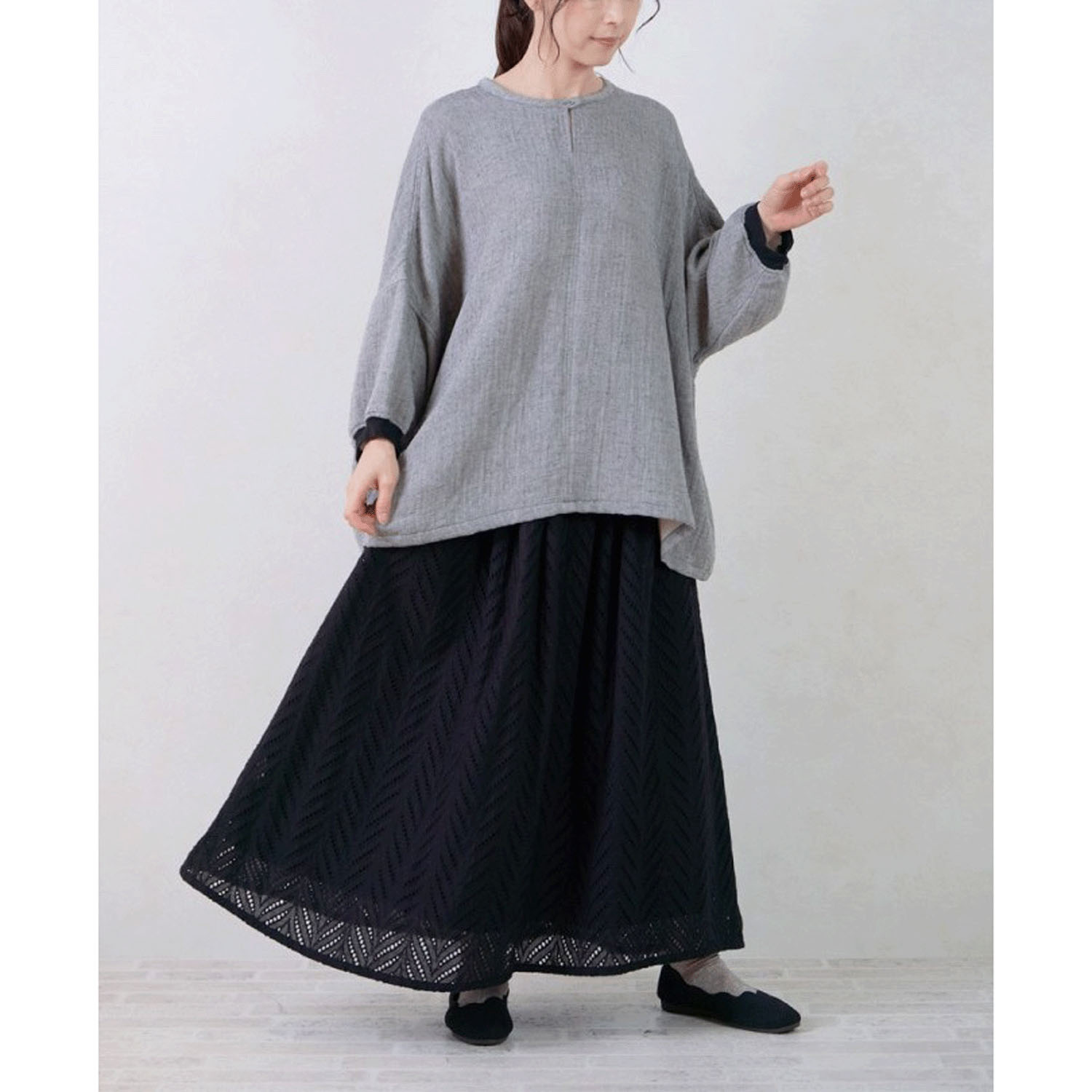 le ciel a tempsdoux  綿シャンブレーダブルガーゼブラウス - 画像1