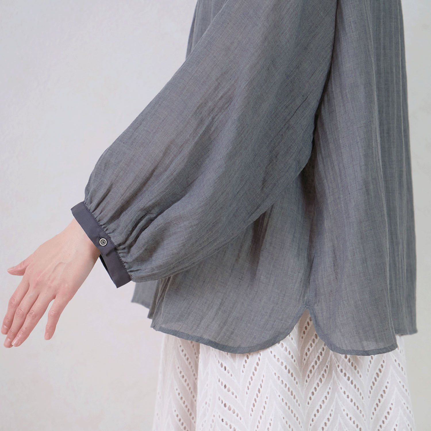 le ciel a tempsdoux 綿混シャンブレーブラウス - 画像6