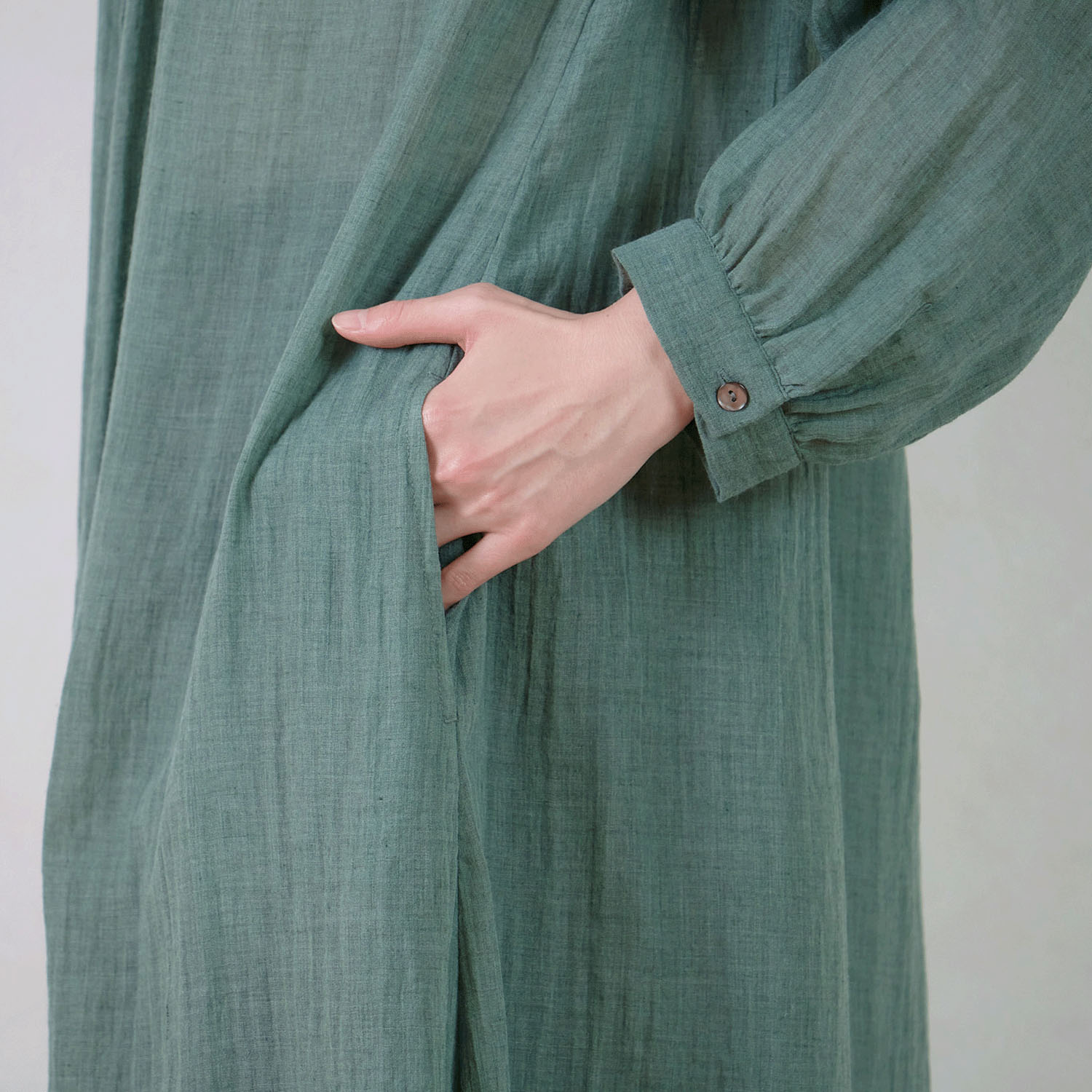 le ciel a tempsdoux 綿混ガーゼシャンブレーワンピース - 画像9