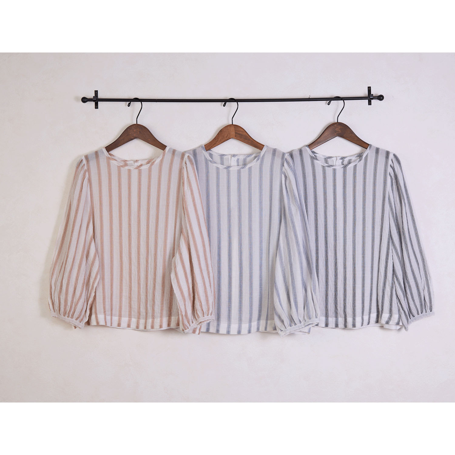 le ciel a tempsdoux 先染めストライプブラウス - 画像2