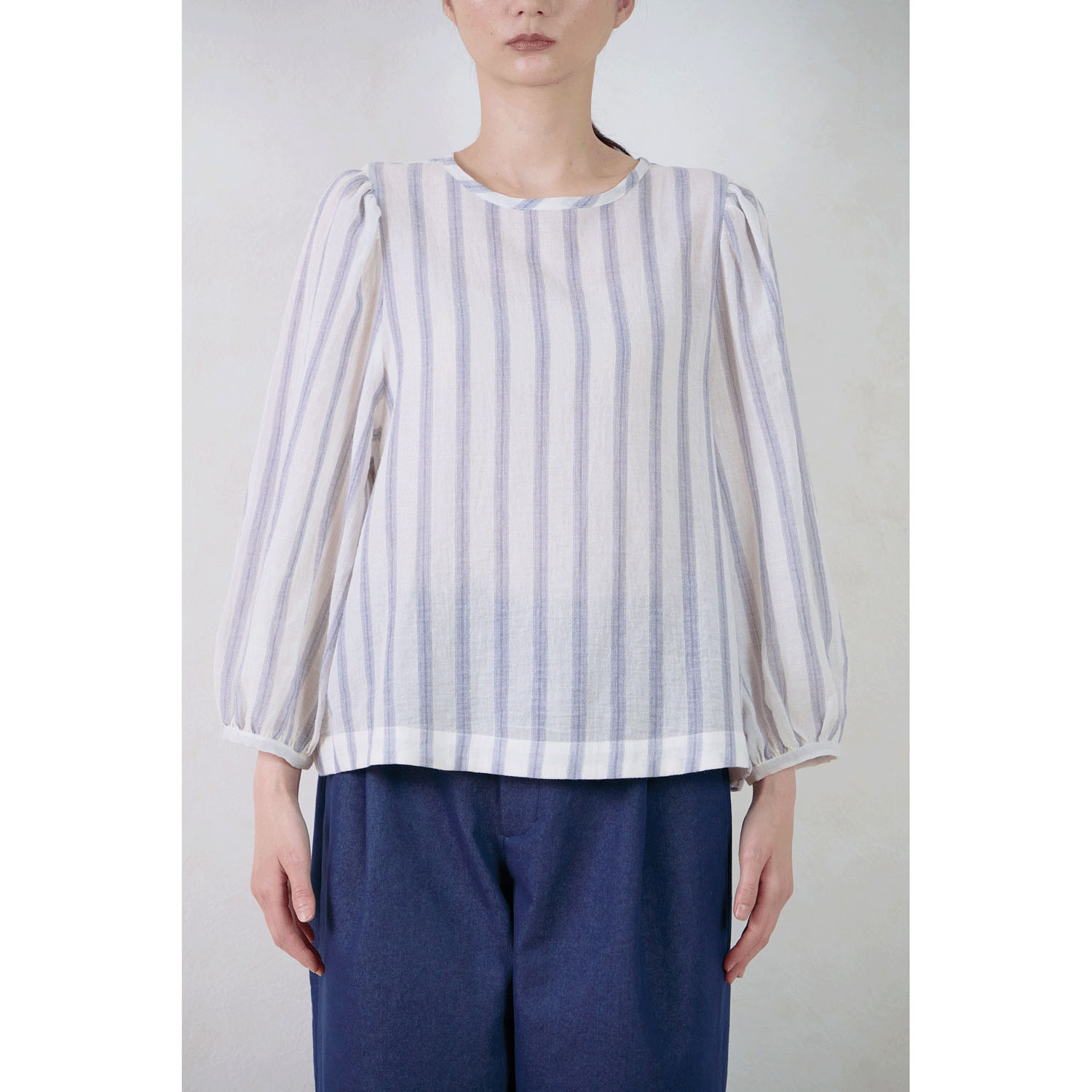 le ciel a tempsdoux 先染めストライプブラウス