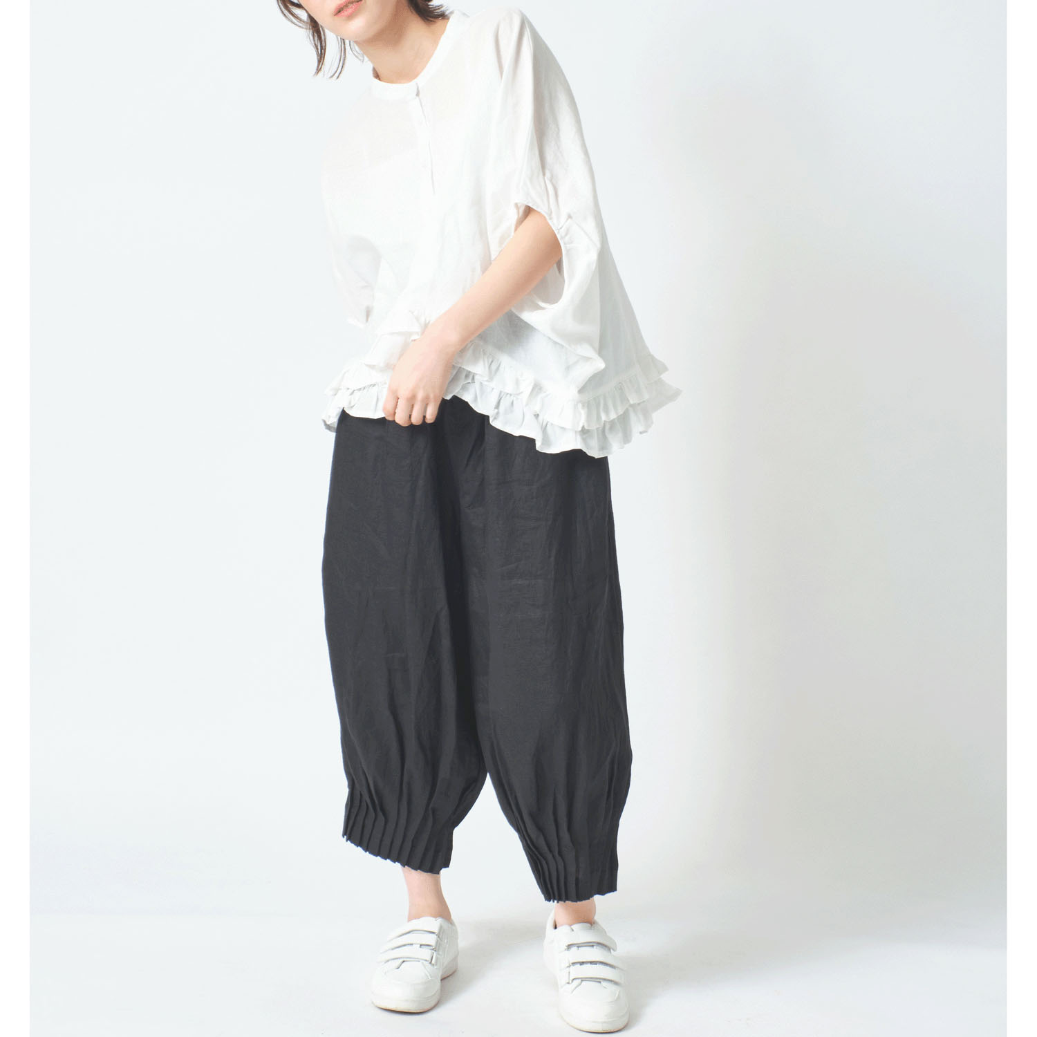 ubasoku 裏地付きワイドシルエットパンツ - 画像4