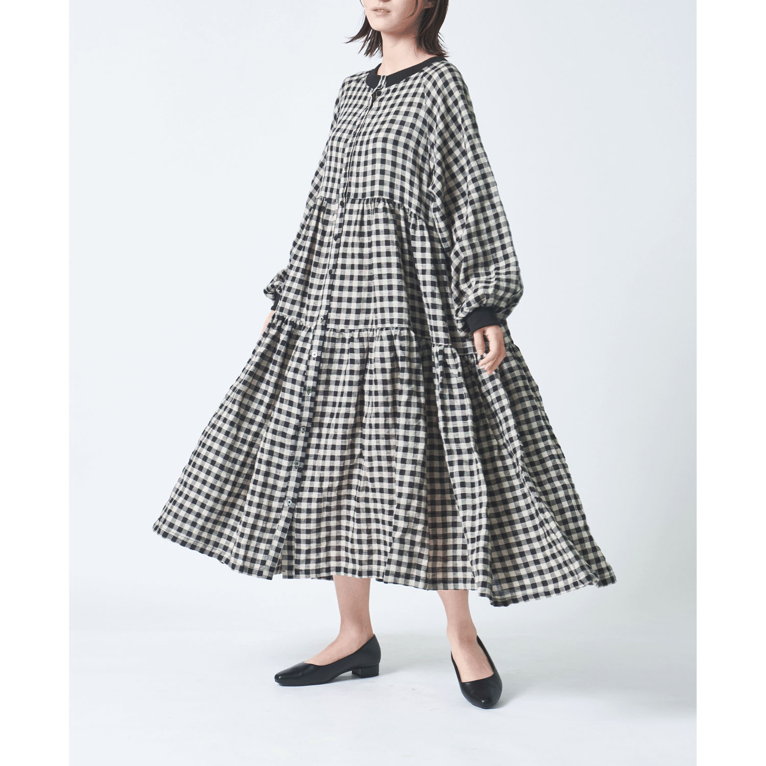 ubasoku リブ付きラグラン袖3段切替2ウェイティアードワンピース - 画像3