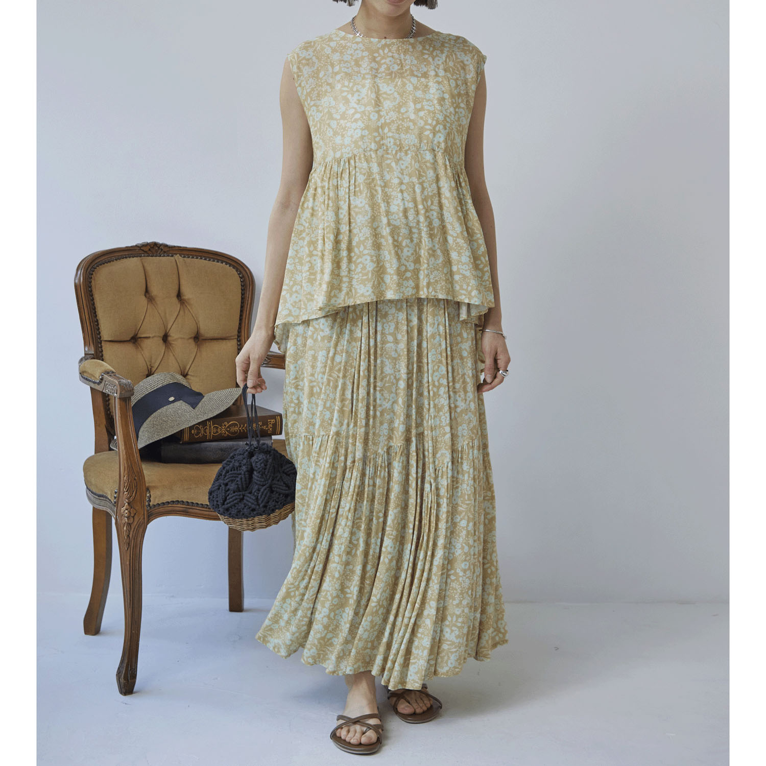 【Insta Live】Fanaka 抜染小花オリジナルプリントフレアーキャミソール - 画像3