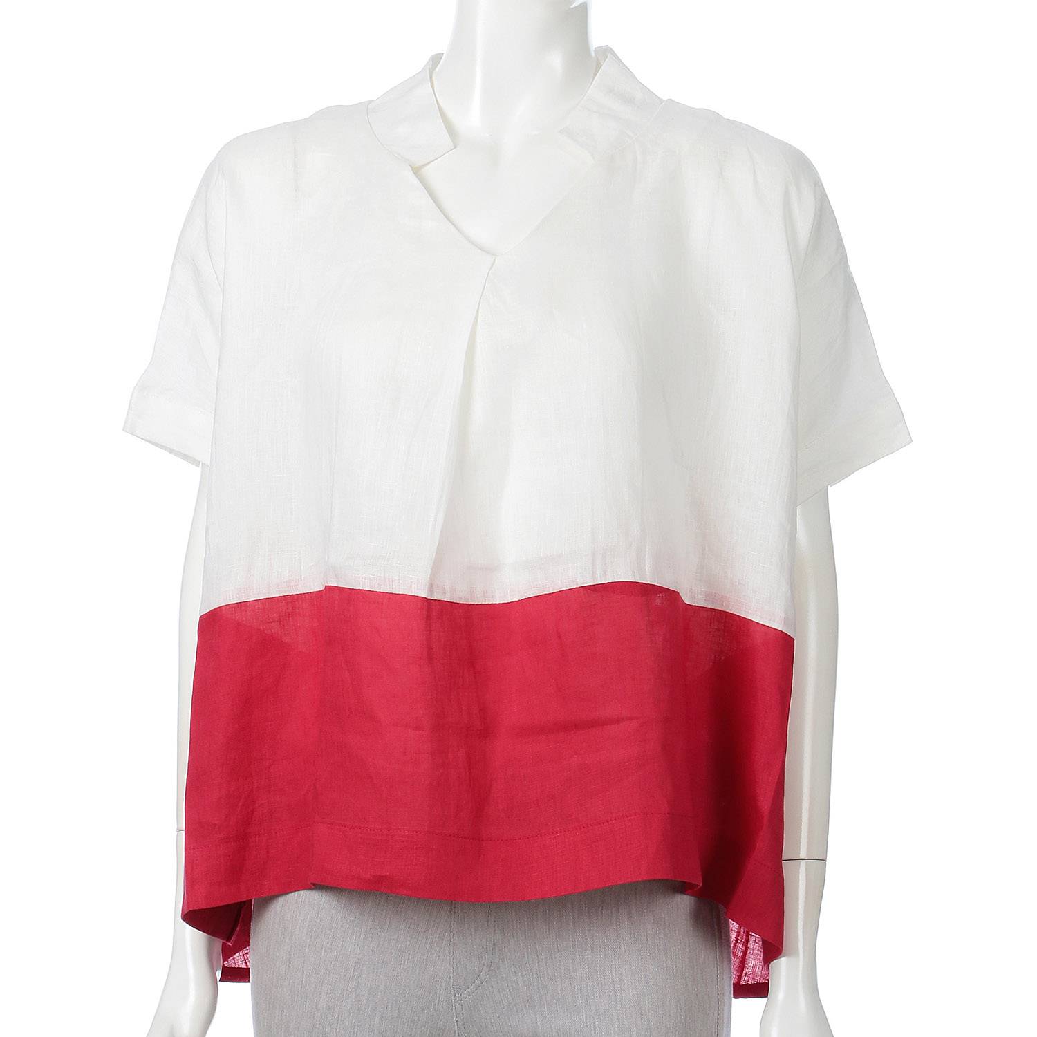 AUG バイカラーブラウス - 画像1