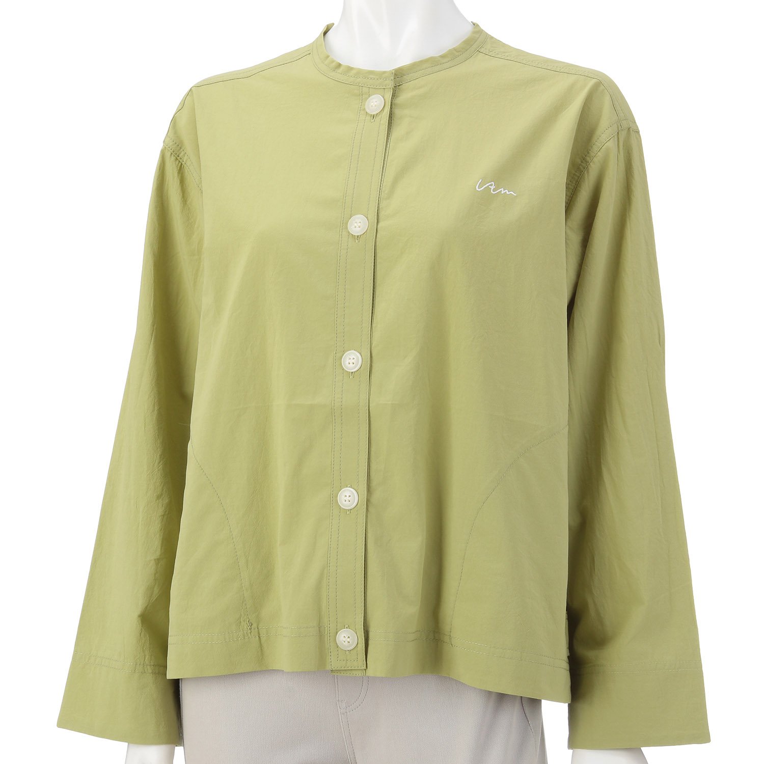 【新ブランド】VAMU ノーカラーシャツブルゾン - 画像5