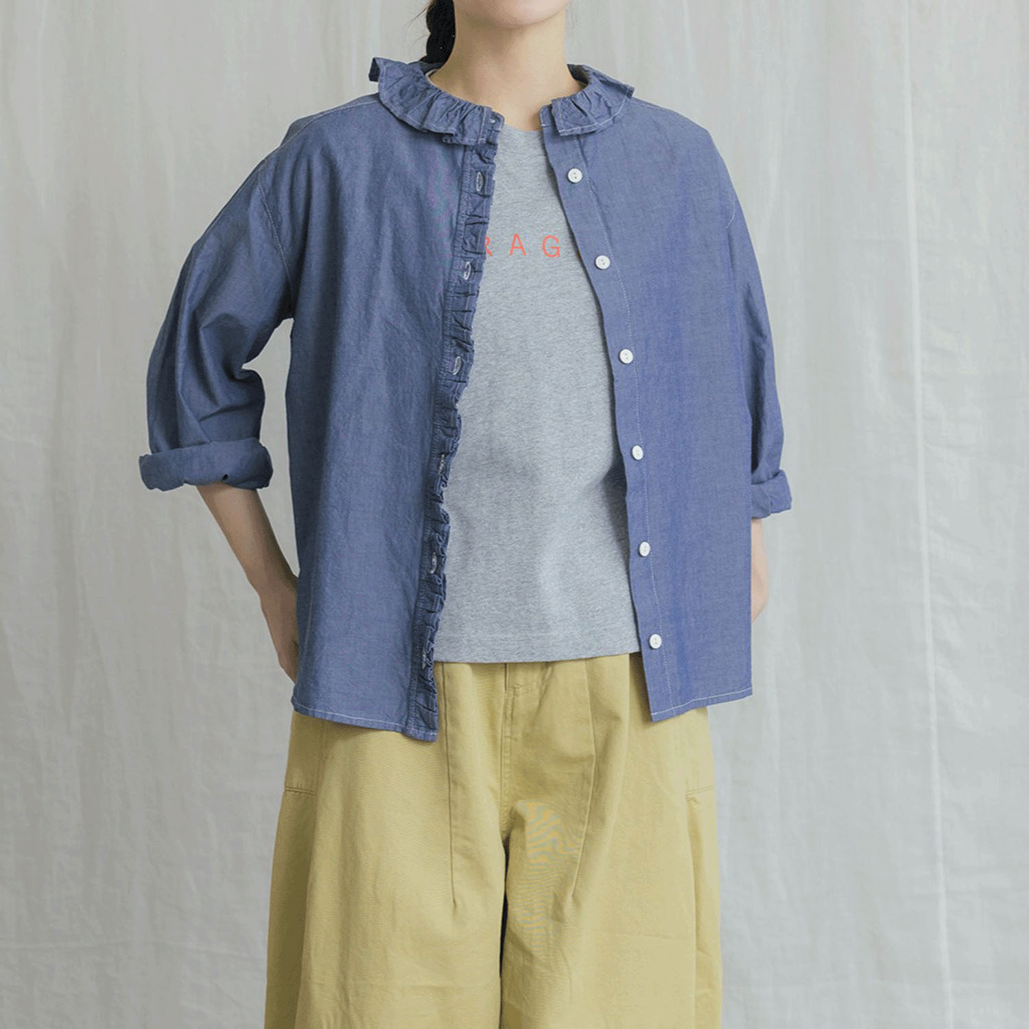 【新ブランド】VAMU フリルカラーブラウス - 画像1