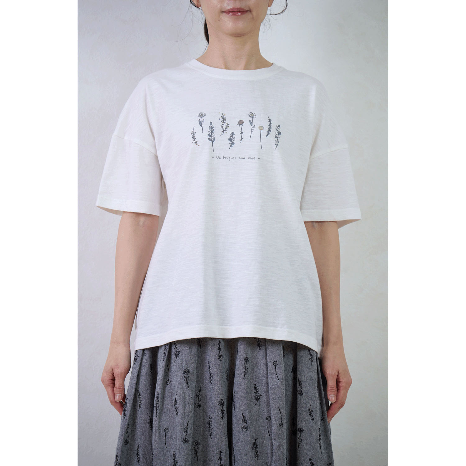 le ciel スラブ天竺 植物柄プリントTシャツ - 画像1