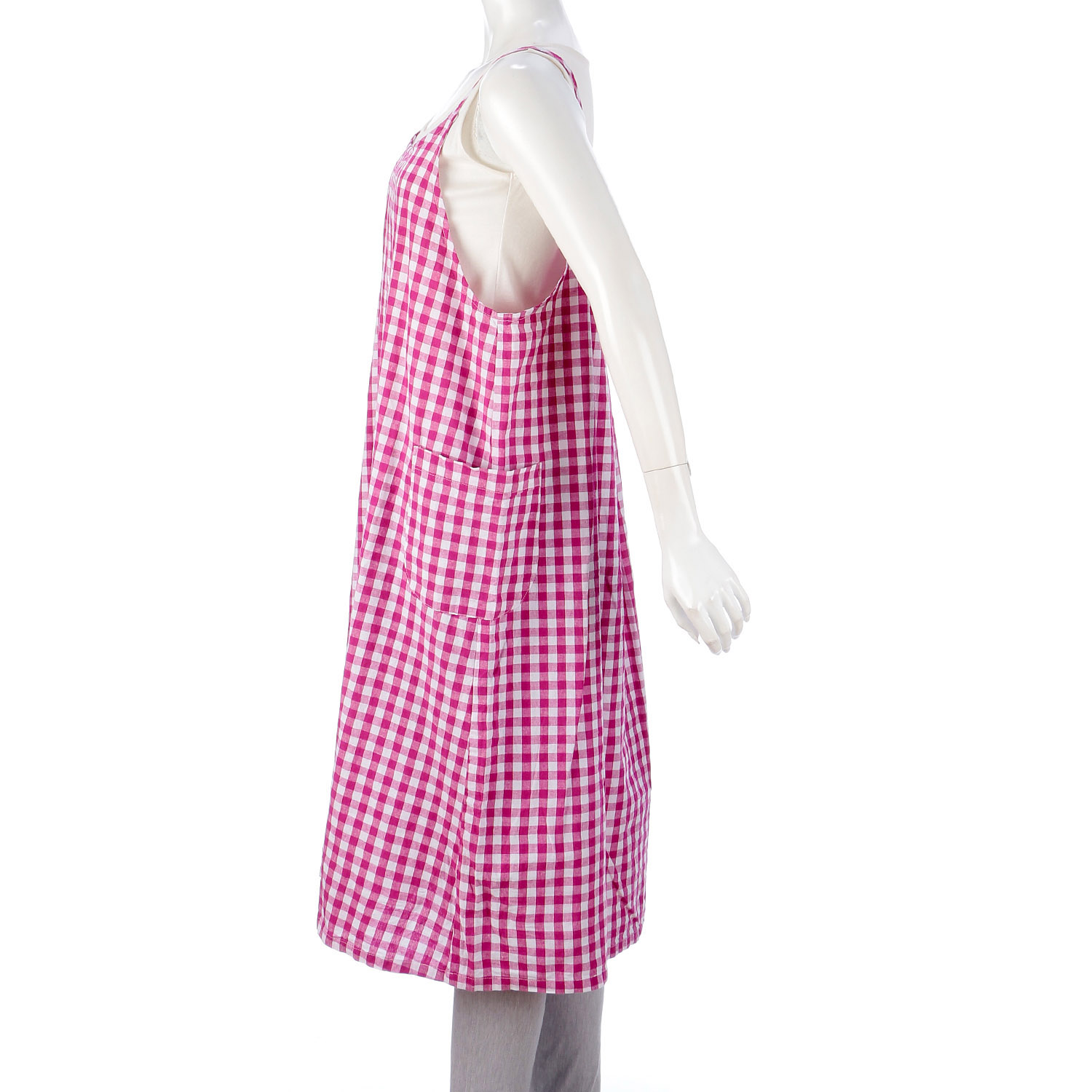 【ETONET限定】homeworking ギンガムギャザーエプロンワンピース - 画像3