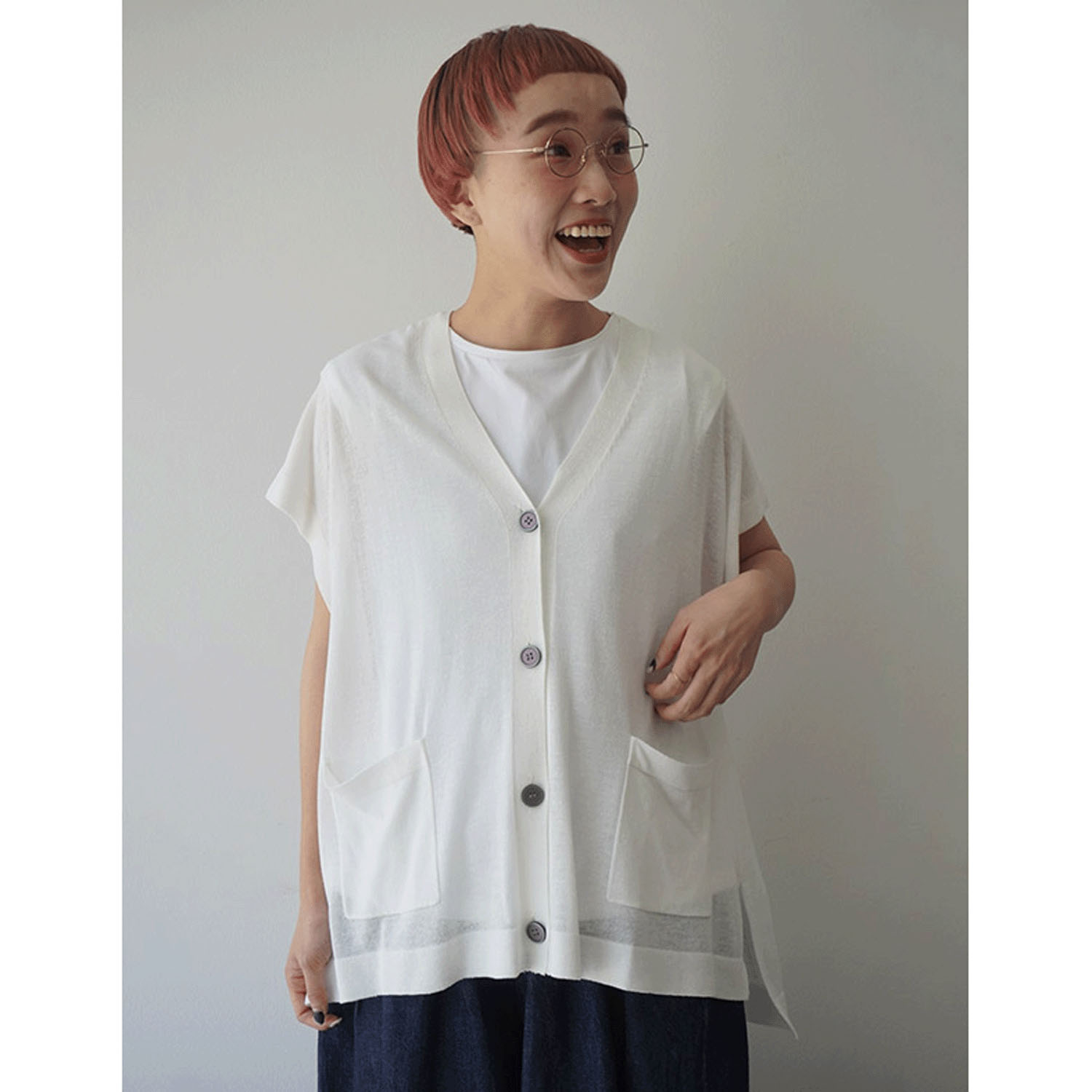 【Insta Live】mao made Vネック前あきゆったりジレ - 画像1