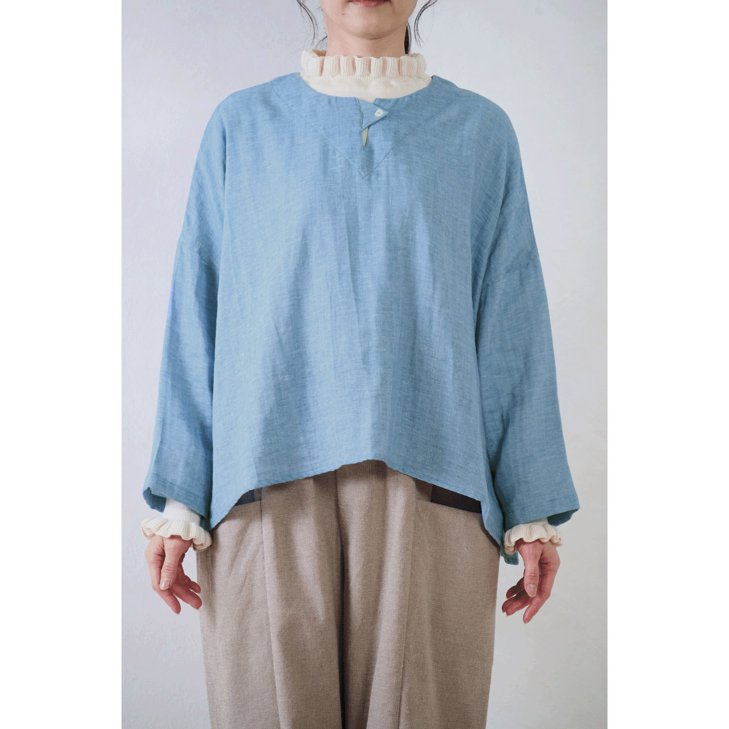 Le ciel a tempsdoux ガーゼシャンブレーブラウス - 画像6