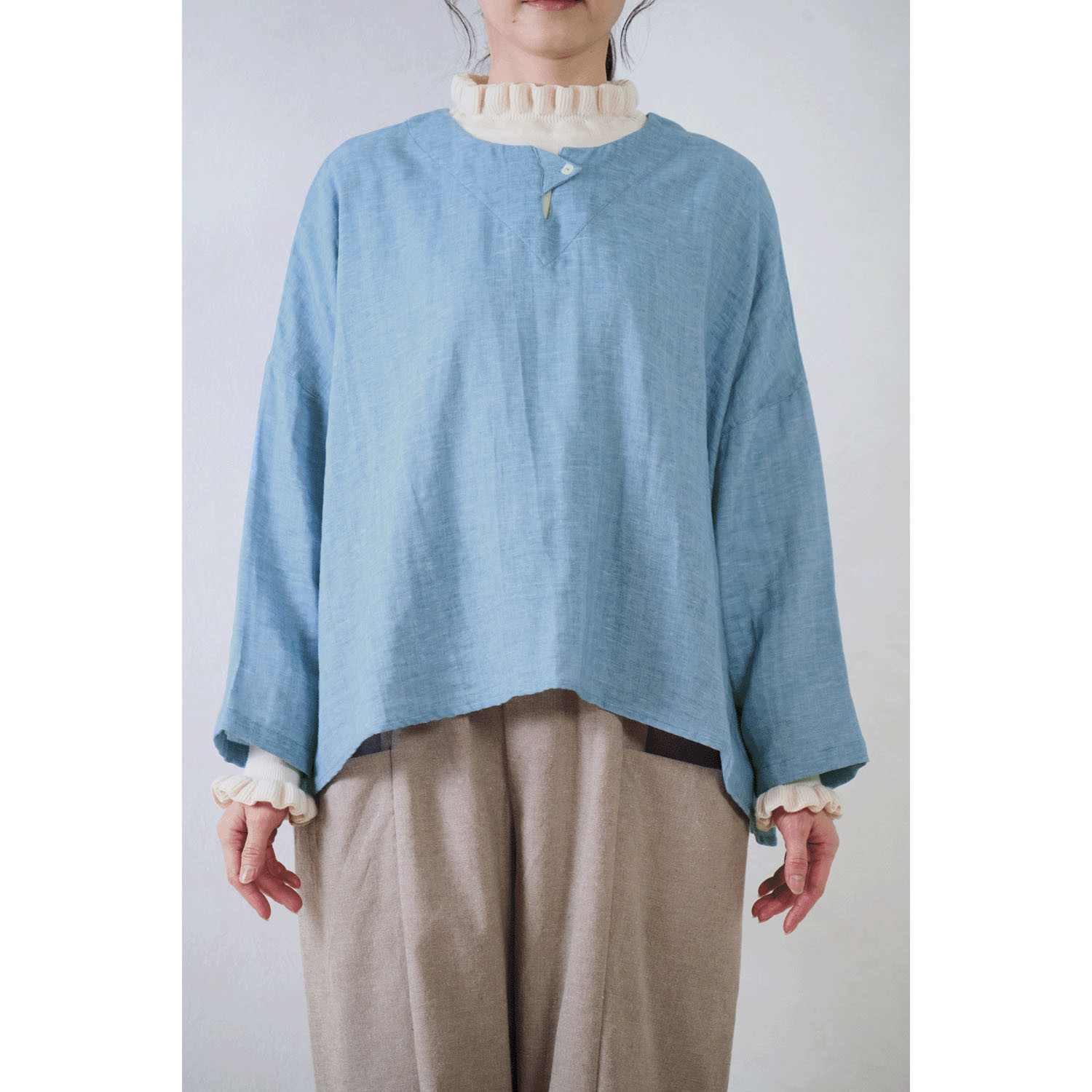 Le ciel a tempsdoux ガーゼシャンブレーブラウス