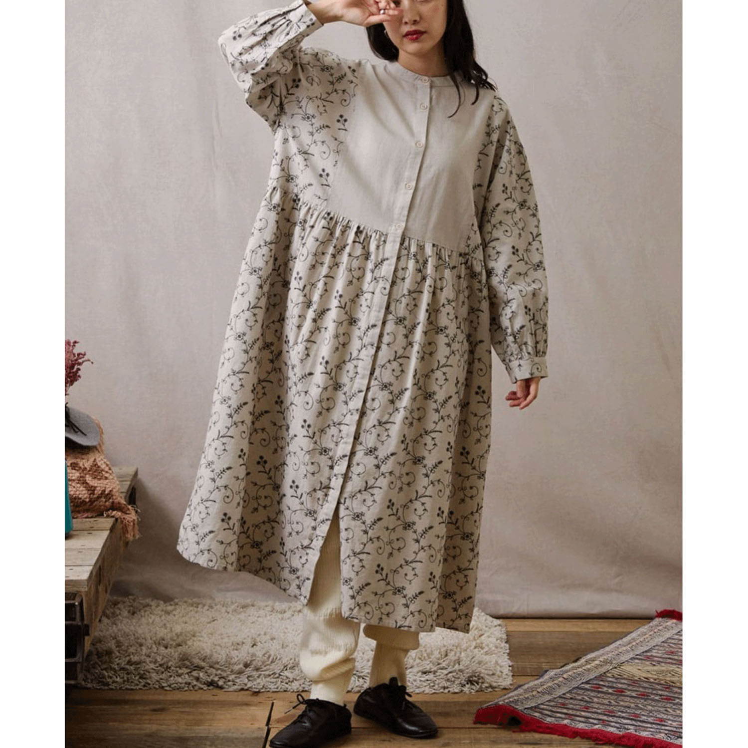 【Insta Live】teMite 綿麻刺繍ワンピース - 画像5