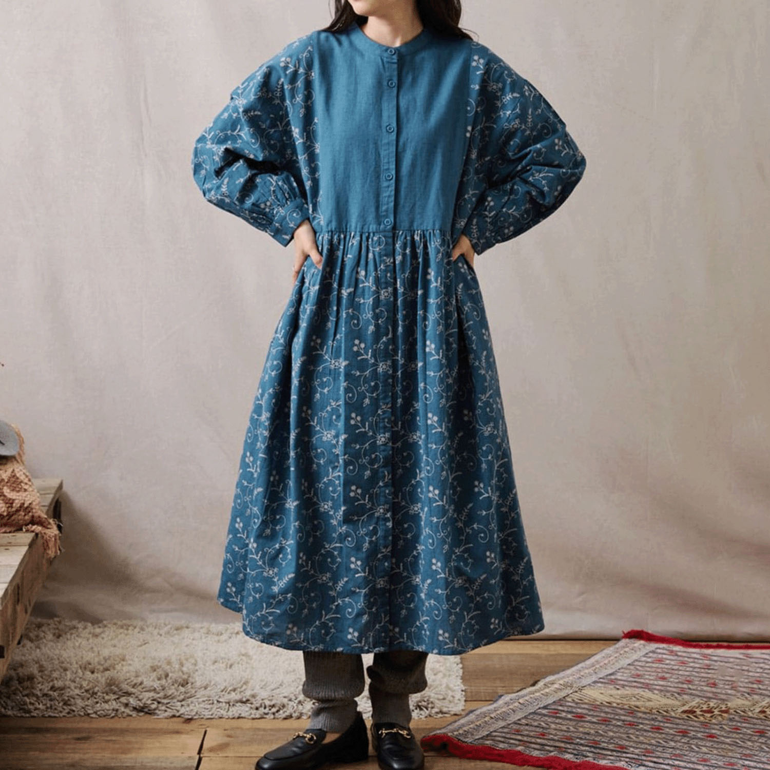 【Insta Live】teMite 綿麻刺繍ワンピース - 画像7