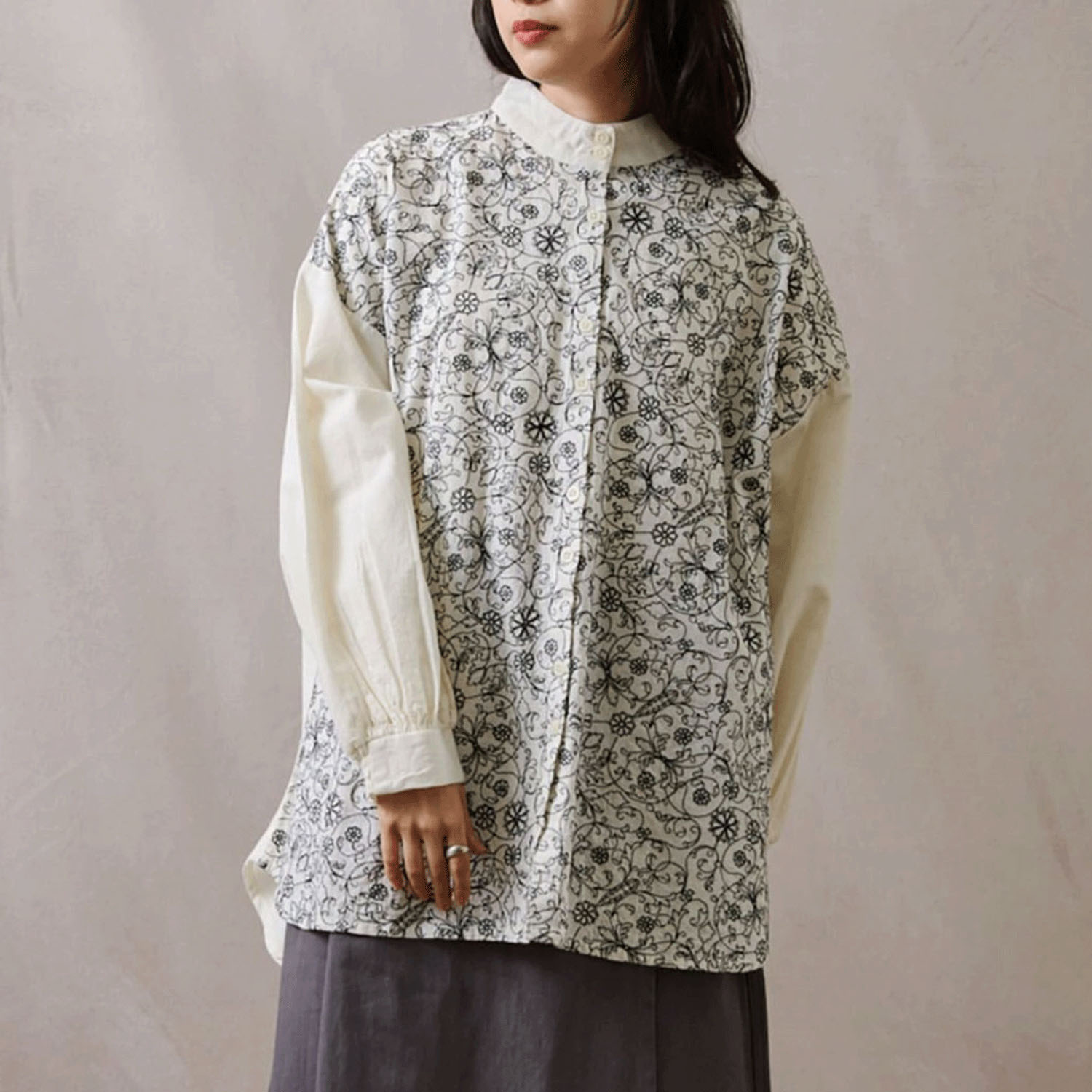 teMite フロント刺繍シャツチュニック - 画像10