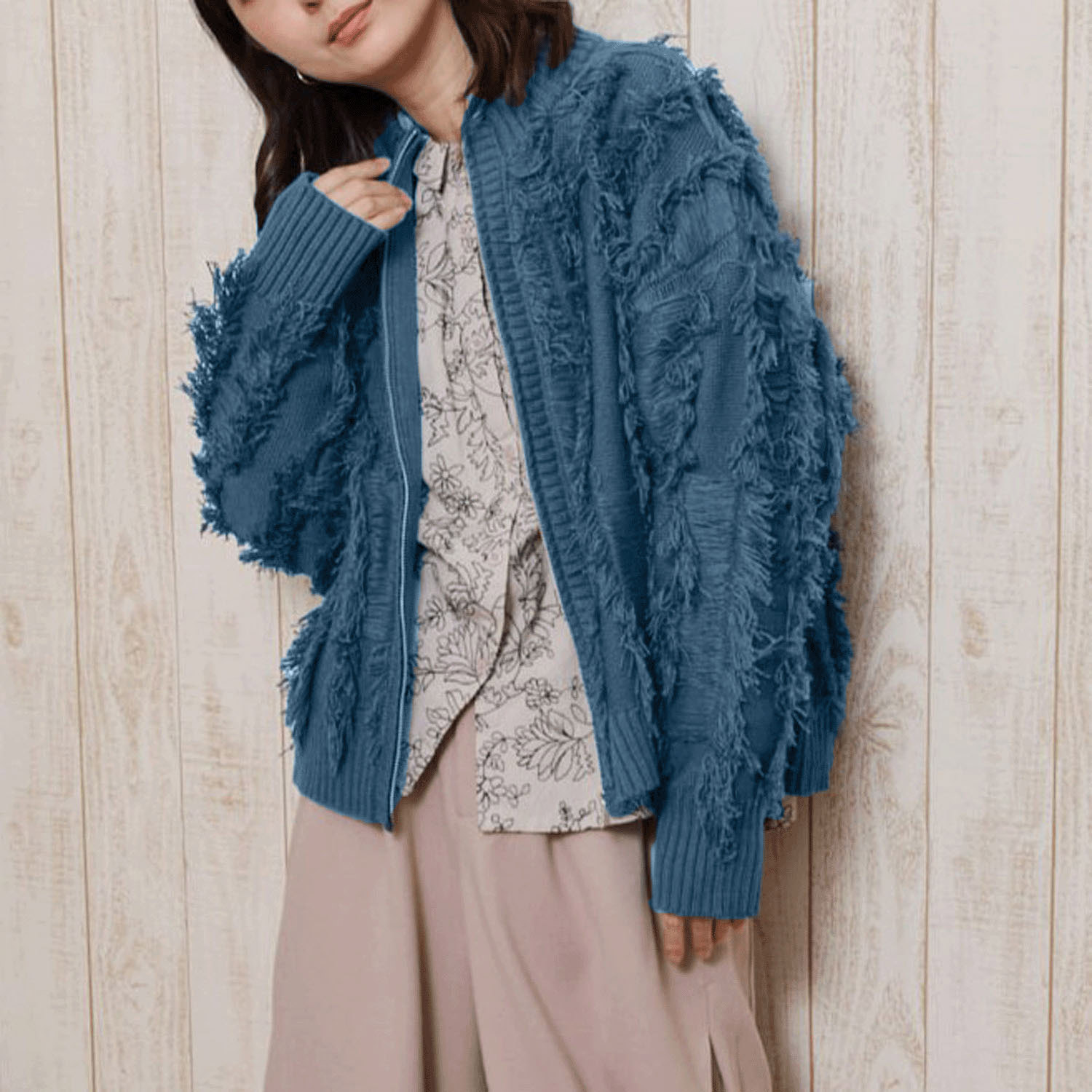 teMite フリンジニットカーディガン - 画像1