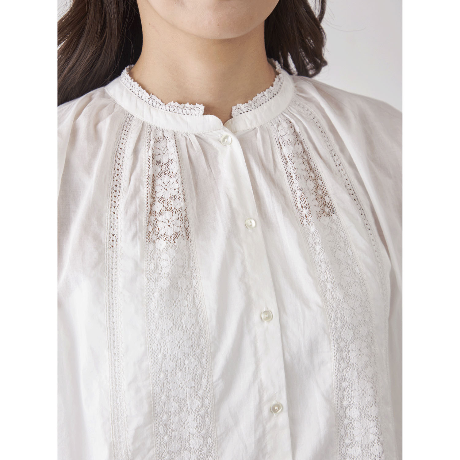 Fanaka レースフリルカフスブラウス - 画像3