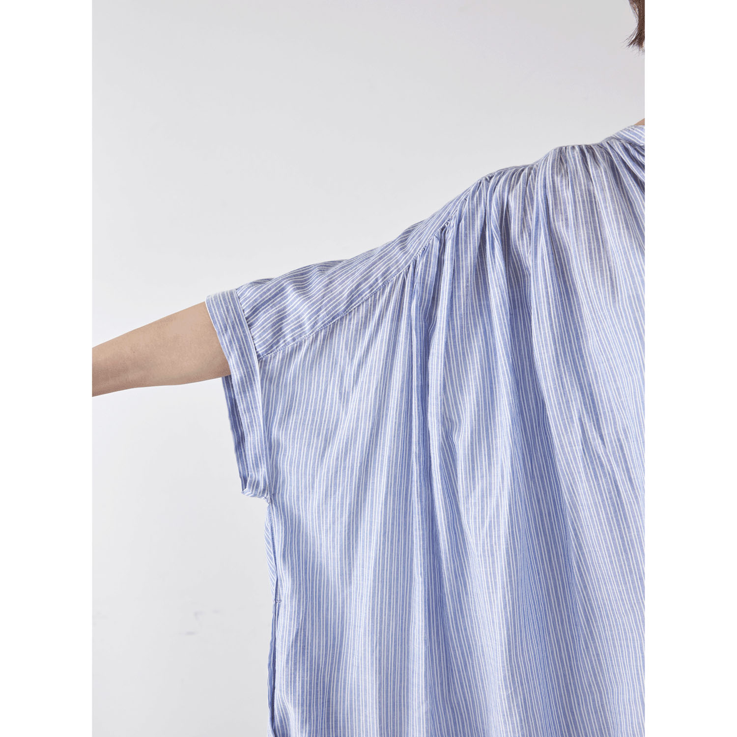 Fanaka 先染めギャザー前開きワンピース - 画像3