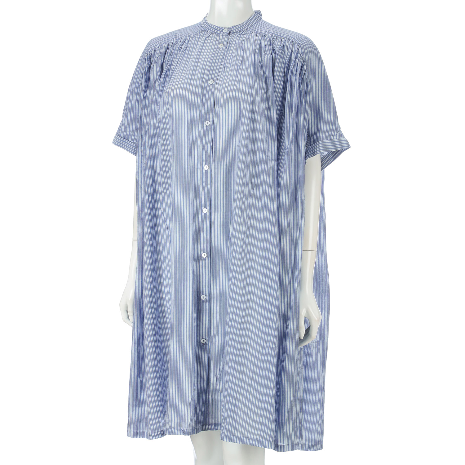 Fanaka 先染めギャザー前開きワンピース - 画像4