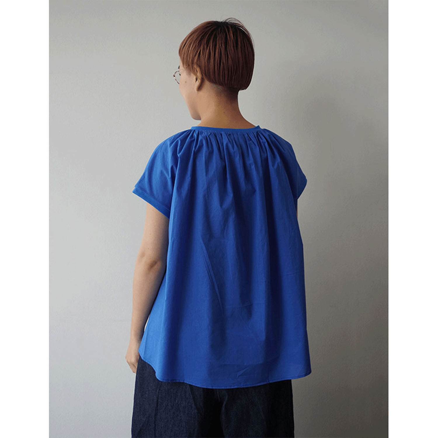 mao made布帛切替バックギャザーフレンチスリーブTEE