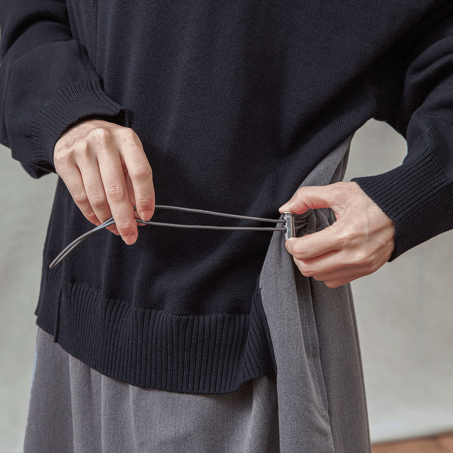 【Insta Live】teMite ニット×布帛ドッキングワンピース - 画像13