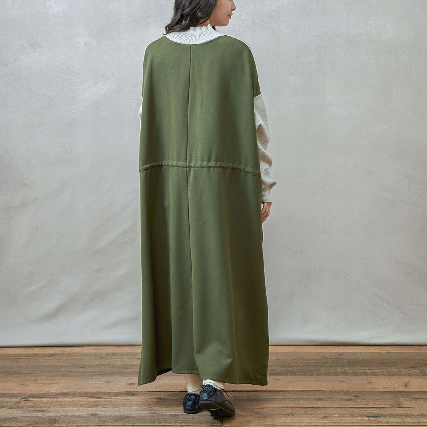 【Insta Live】teMite ニット×布帛ドッキングワンピース - 画像18